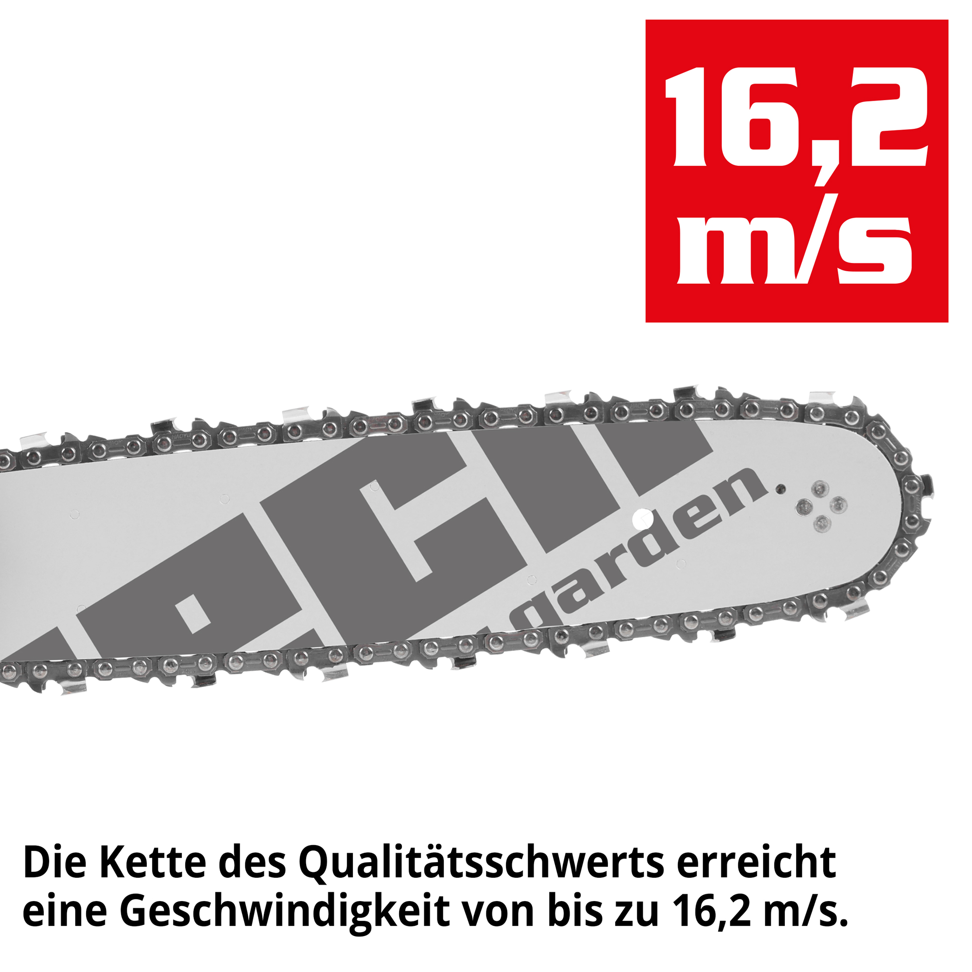 Hecht 924 R Motorsäge; Die Kette des Qualitätsschwerts erreicht eine hohe Geschwindigkeit