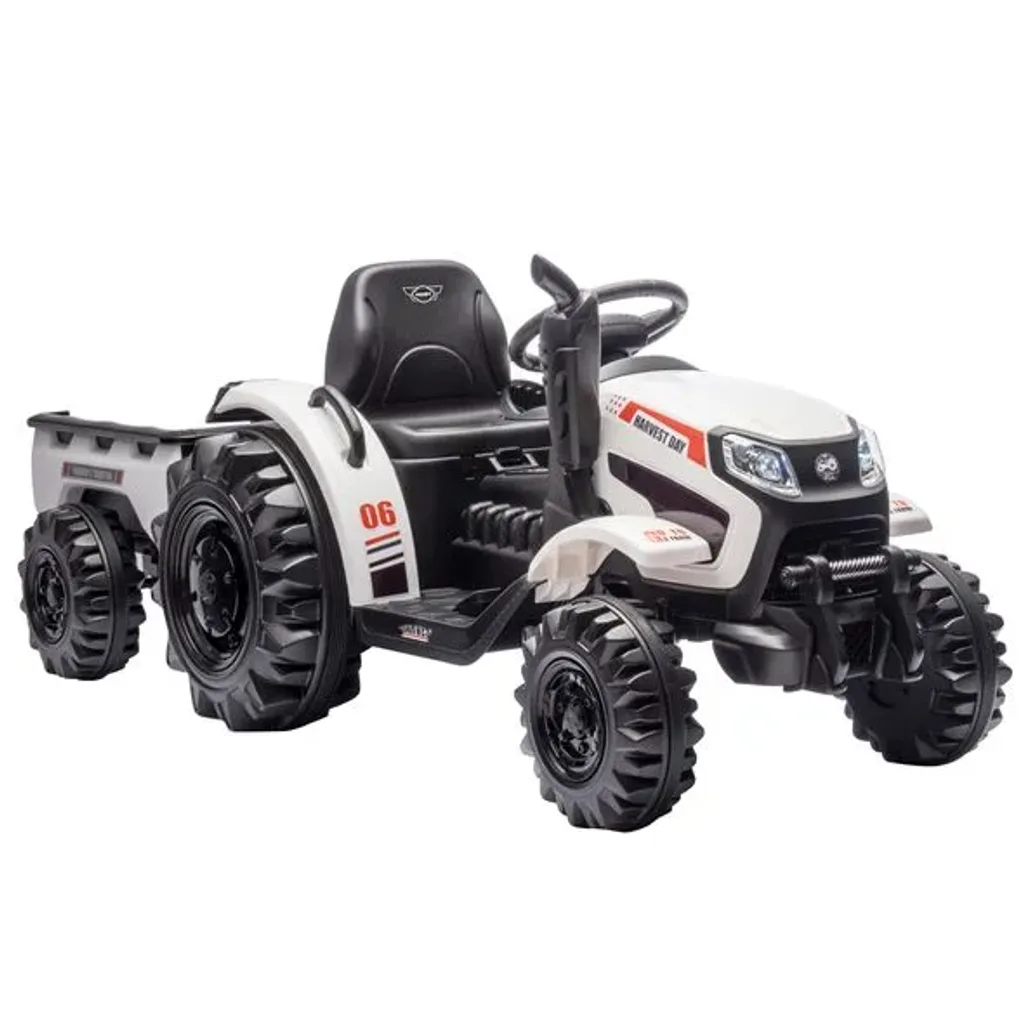 Hecht 50435 WHITE Elektro Kindertraktor mit Anhänger