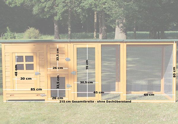 zooprinz Hühnervoliere Flexi mit  extra Auslauf Maße