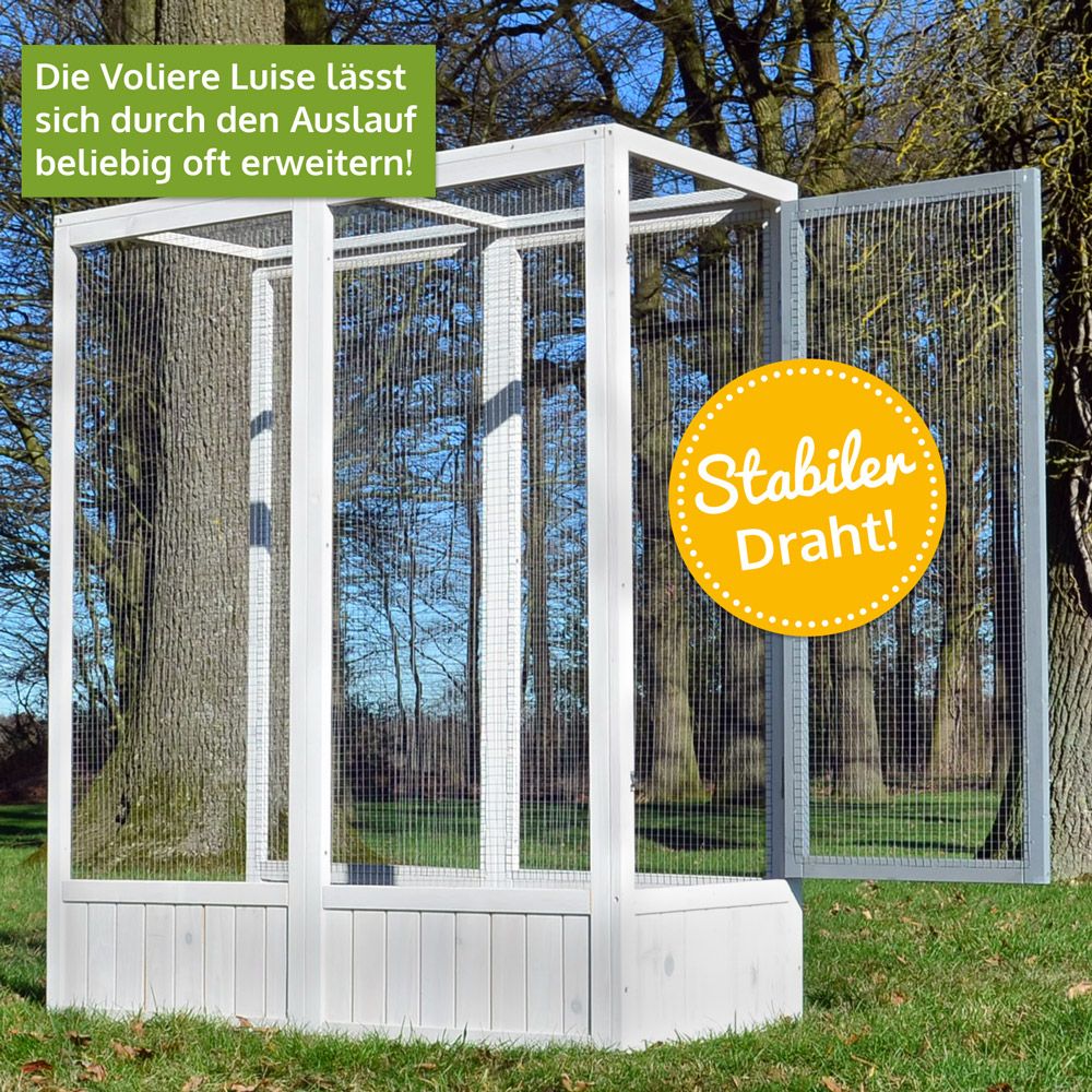 zooprinz Vogelvoliere Luise nur Auslauf beliebig erweiterbar stabiler Drahtschutz