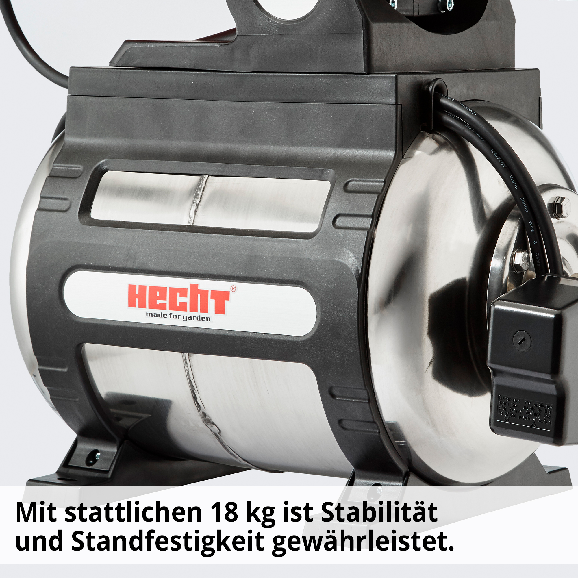 Hecht 3331 INOX Hauswasserwerk; mit stattlichem Gewicht ist Stabilität und Standfestigkeit gewährleistet