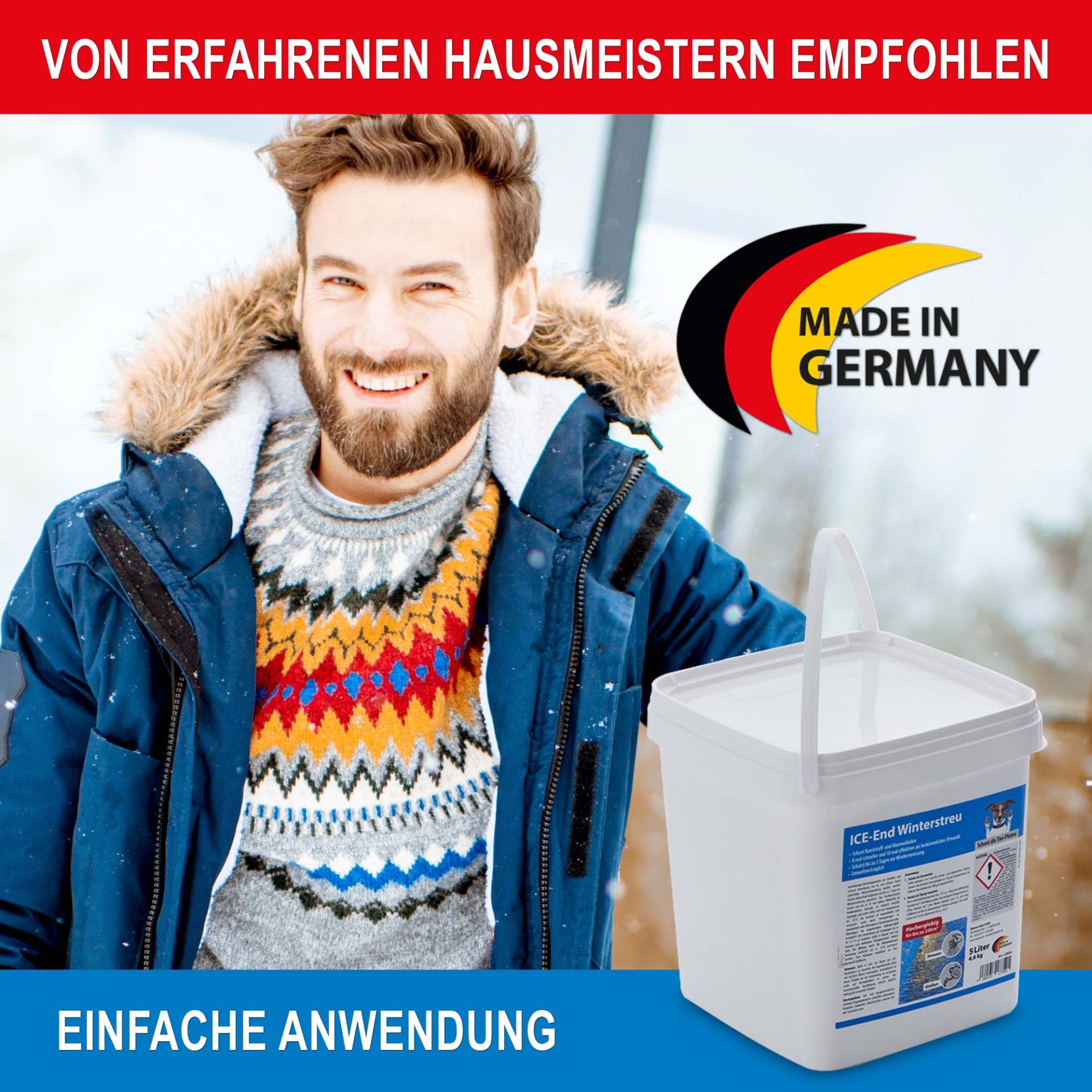 Von erfahrenen Hausmeistern empfohlen, made in Germany, einfache Anwendung - Streusalz Ersatz