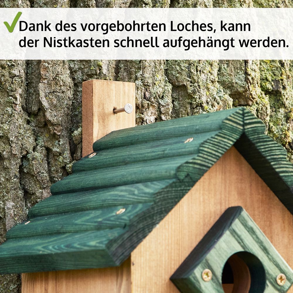 Nistkasten; Vorgebohrtes Loch zum Aufhängen