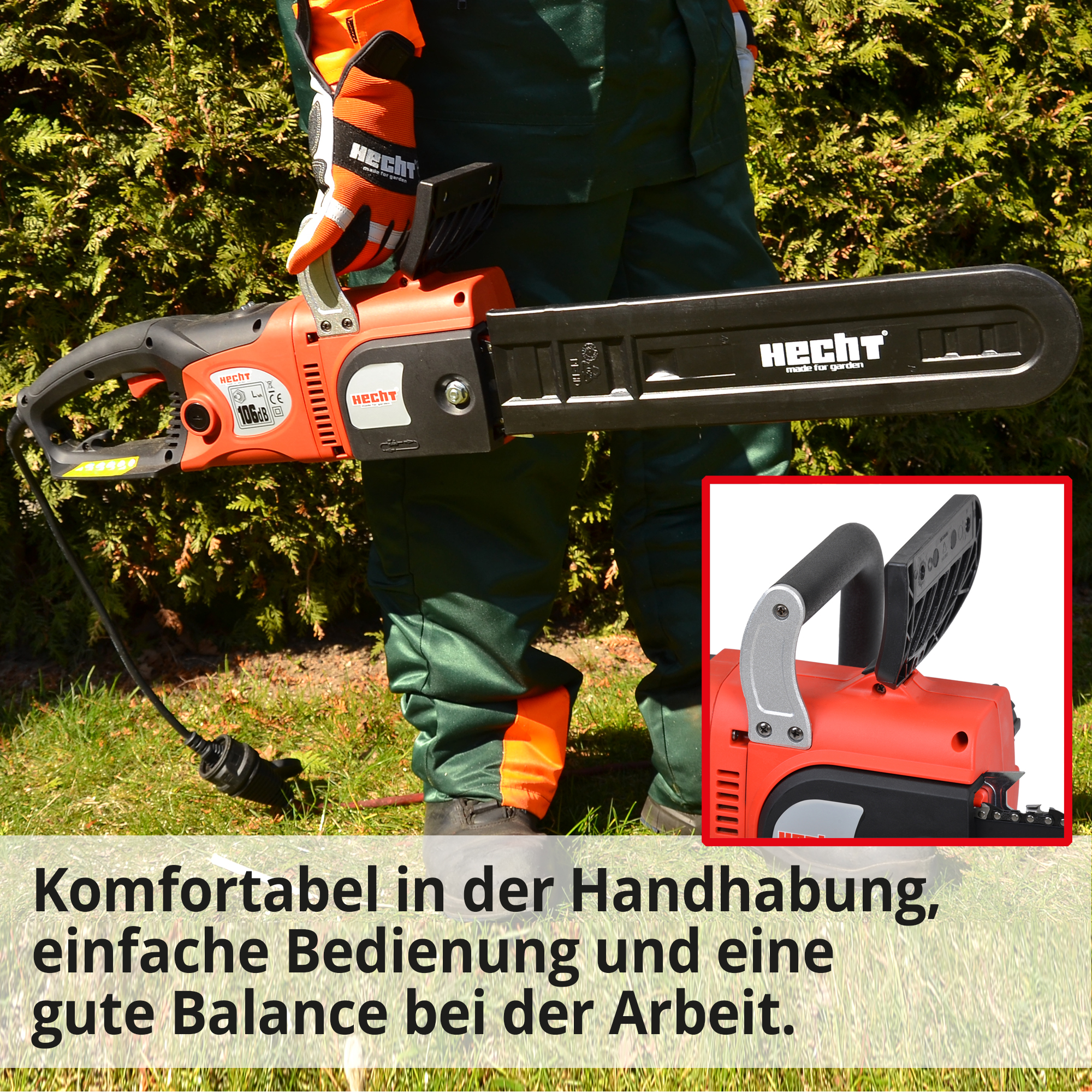 Elektrokettensäge; Komfortable Handhabung und einfache Bedienung