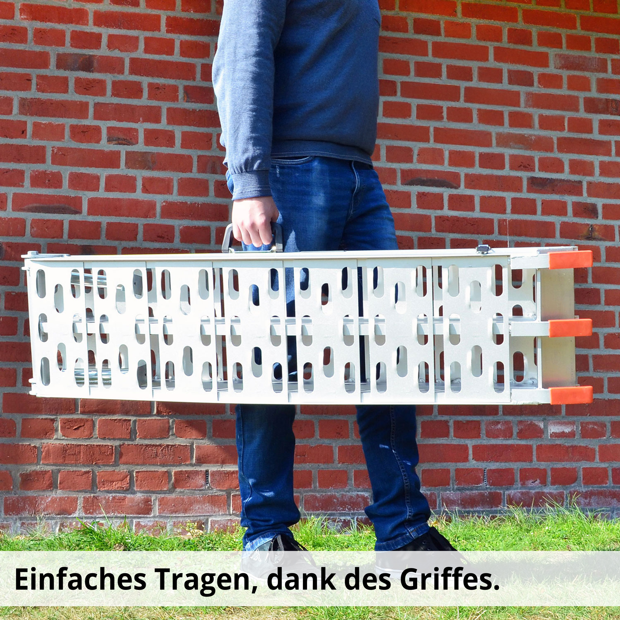 HECHT 005005 Auffahrrampe klappbar – kompakt transportierbar dank integriertem Griff für einfaches Tragen