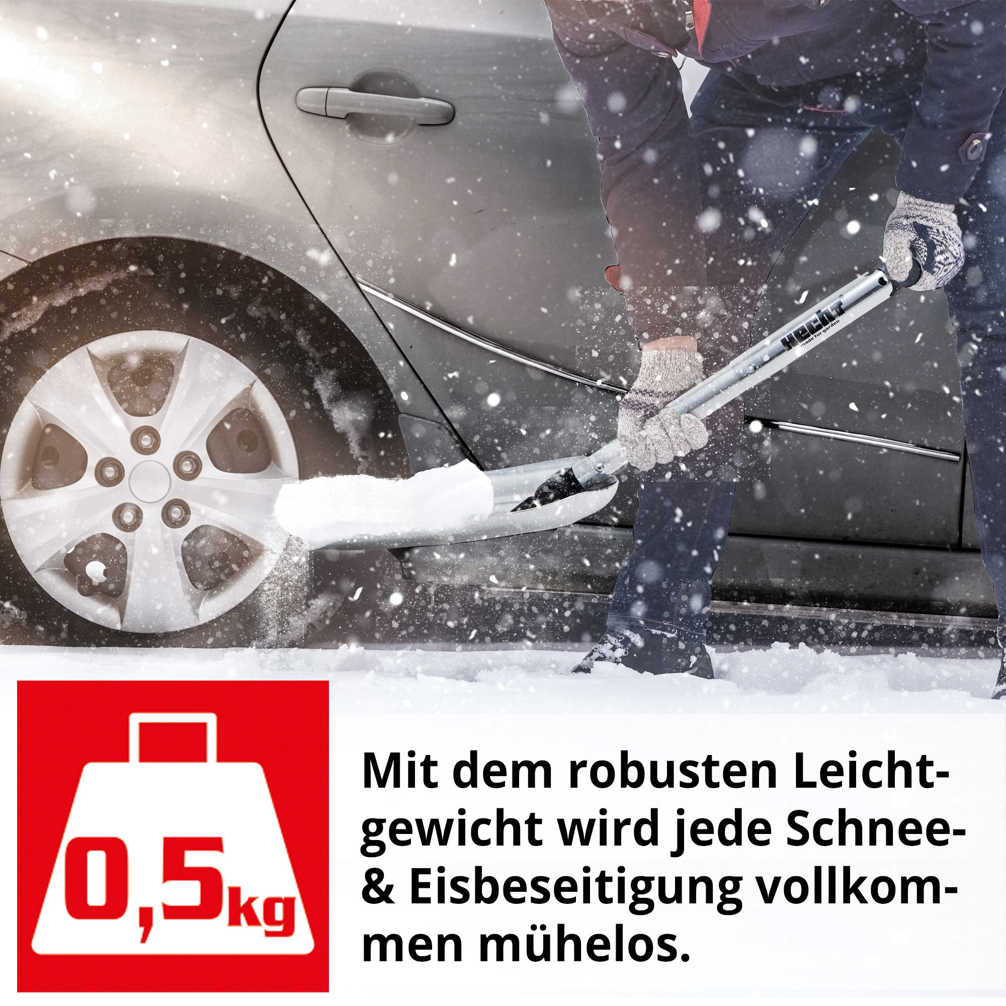 Hecht 205 GT Schneeschaufel Auto; Mit dem robusten Leichtgewicht wird jede Schnee und Eisbeseitigung vollkommen mühelos