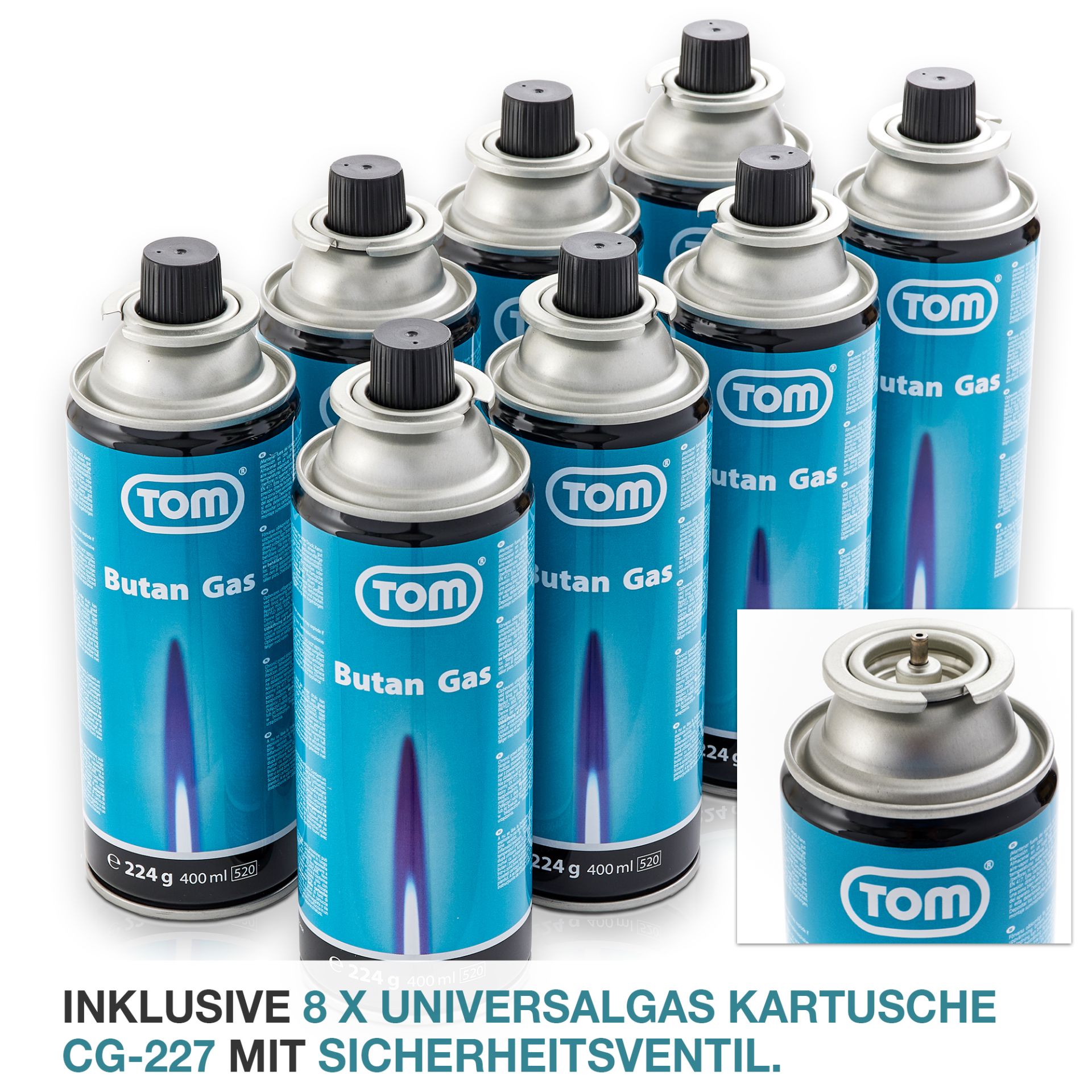 TOM UB-300 Unkrautbrenner; inklusive 8 Mal TOM CG-227 Gaskartuschen
