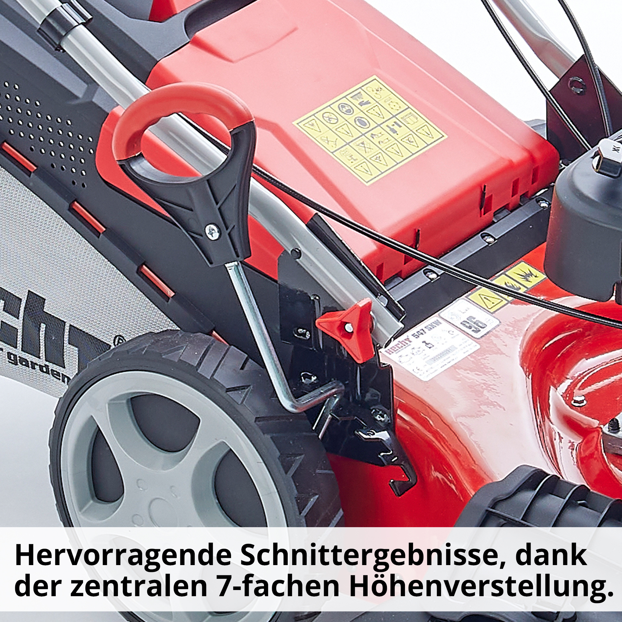 Hecht Benzin-Rasenmäher mit 7-Facher Schnitthöhenverstellung für das perfekte Ergebnis 