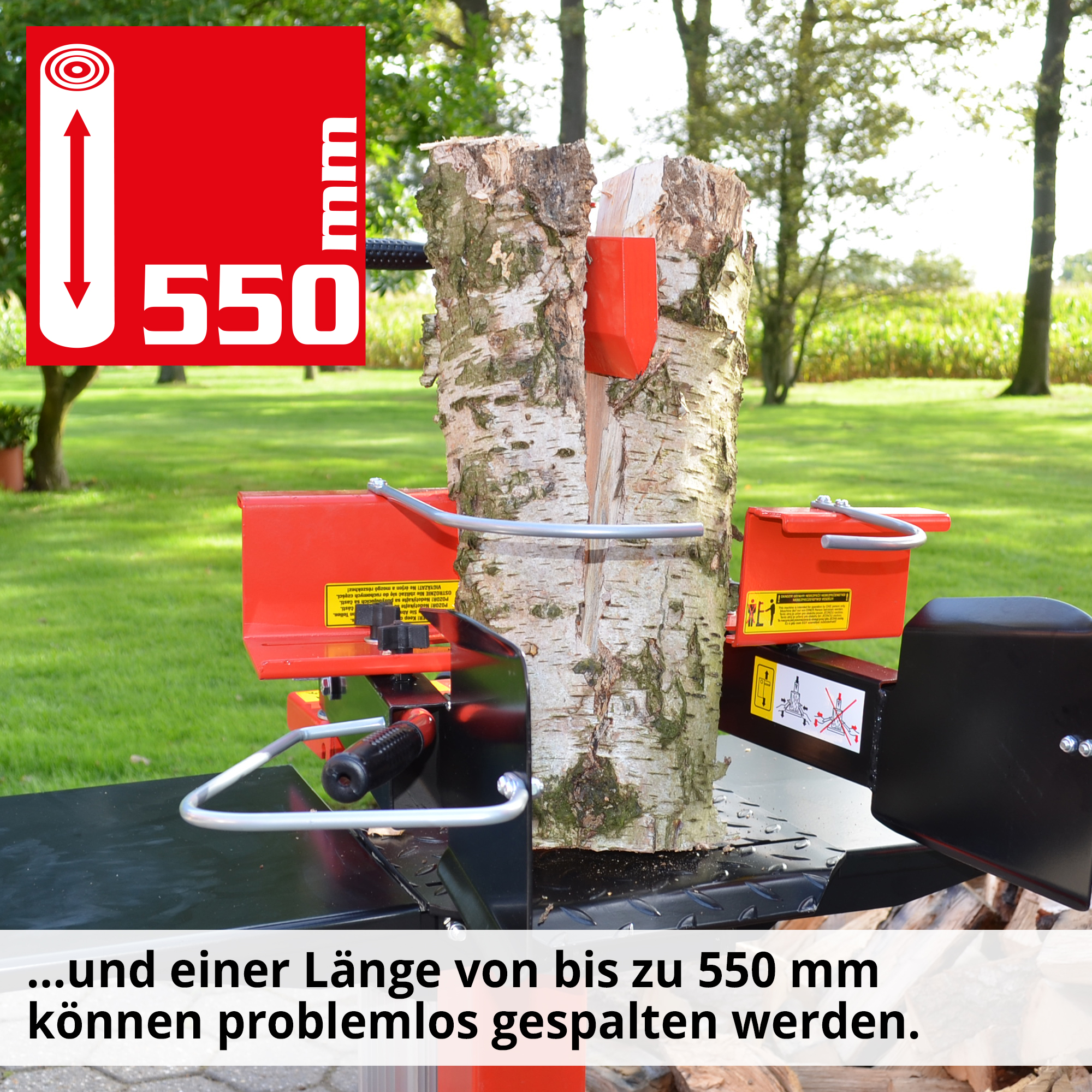 Holzspalter; Für bis zu 550 Millimeter lange Stämme und Äste