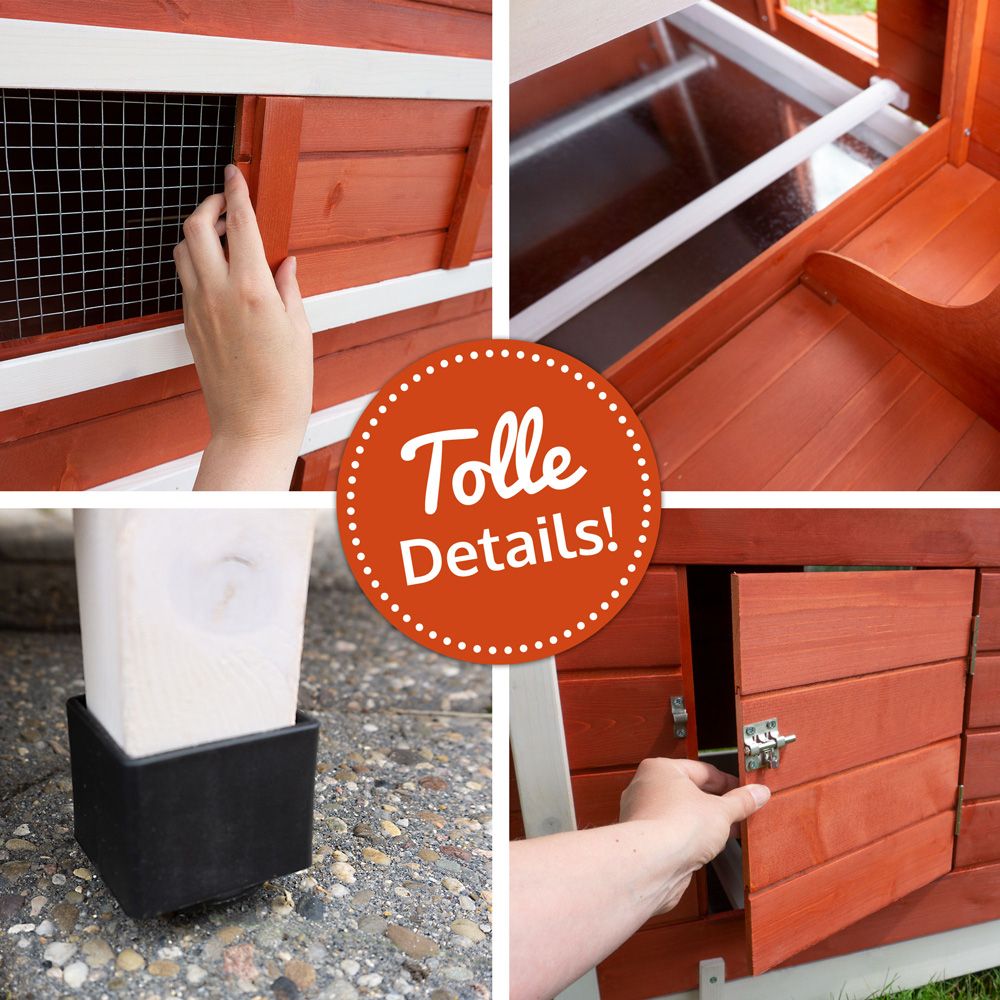 Hühnervoliere Betty Rot; Details wie Türen und Lüftungsöffnung