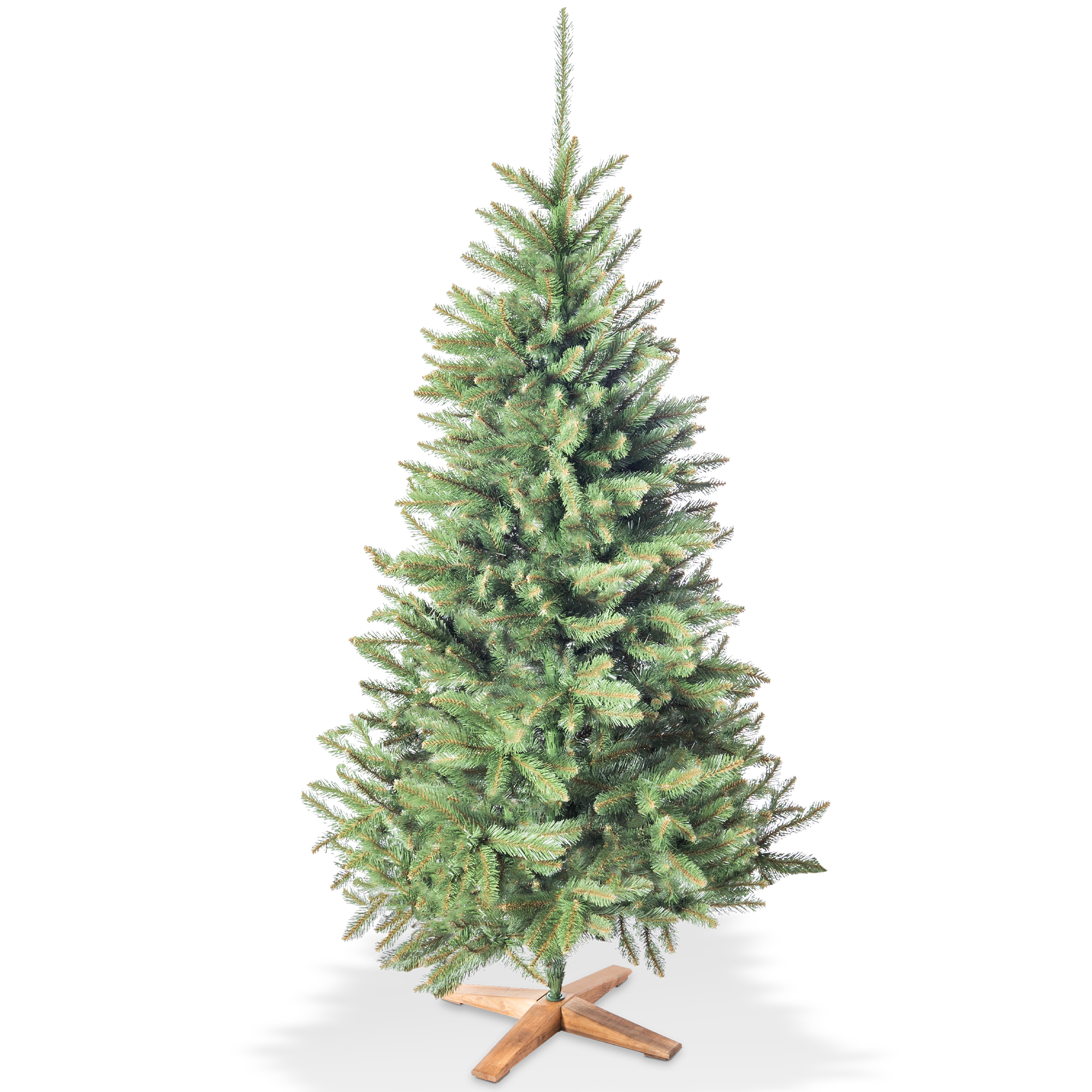 Künstlicher Weihnachtsbaum ONBEST: Symmetrischer Tannenbaum auf Holzständer    (Dieses Bild wurde mit Hilfe von KI generiert.)