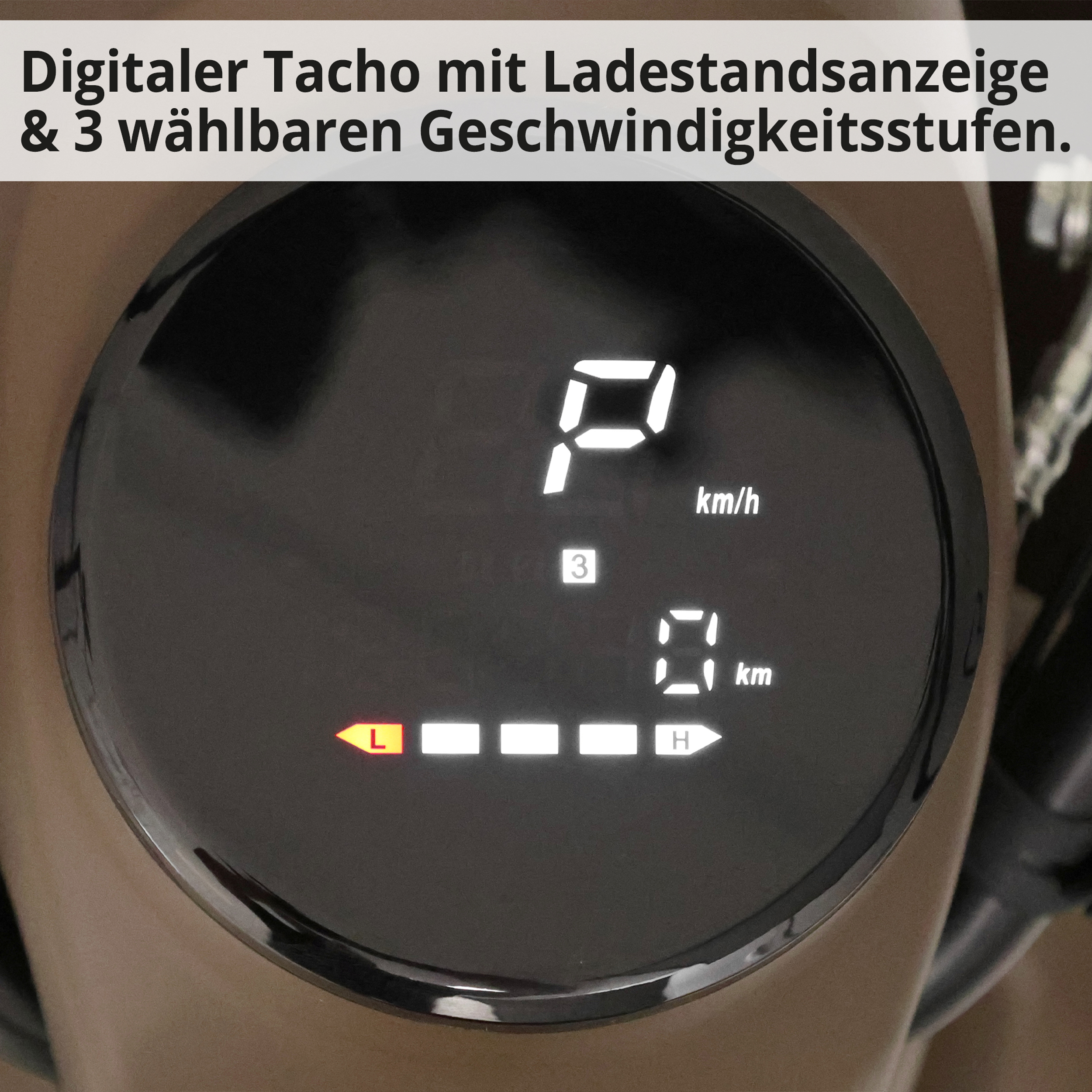 Seniorenmobil HECHT Elegante mit digitalem Tacho mit Ladestandsanzeige und drei wählbaren Geschwindigkeitsstufen