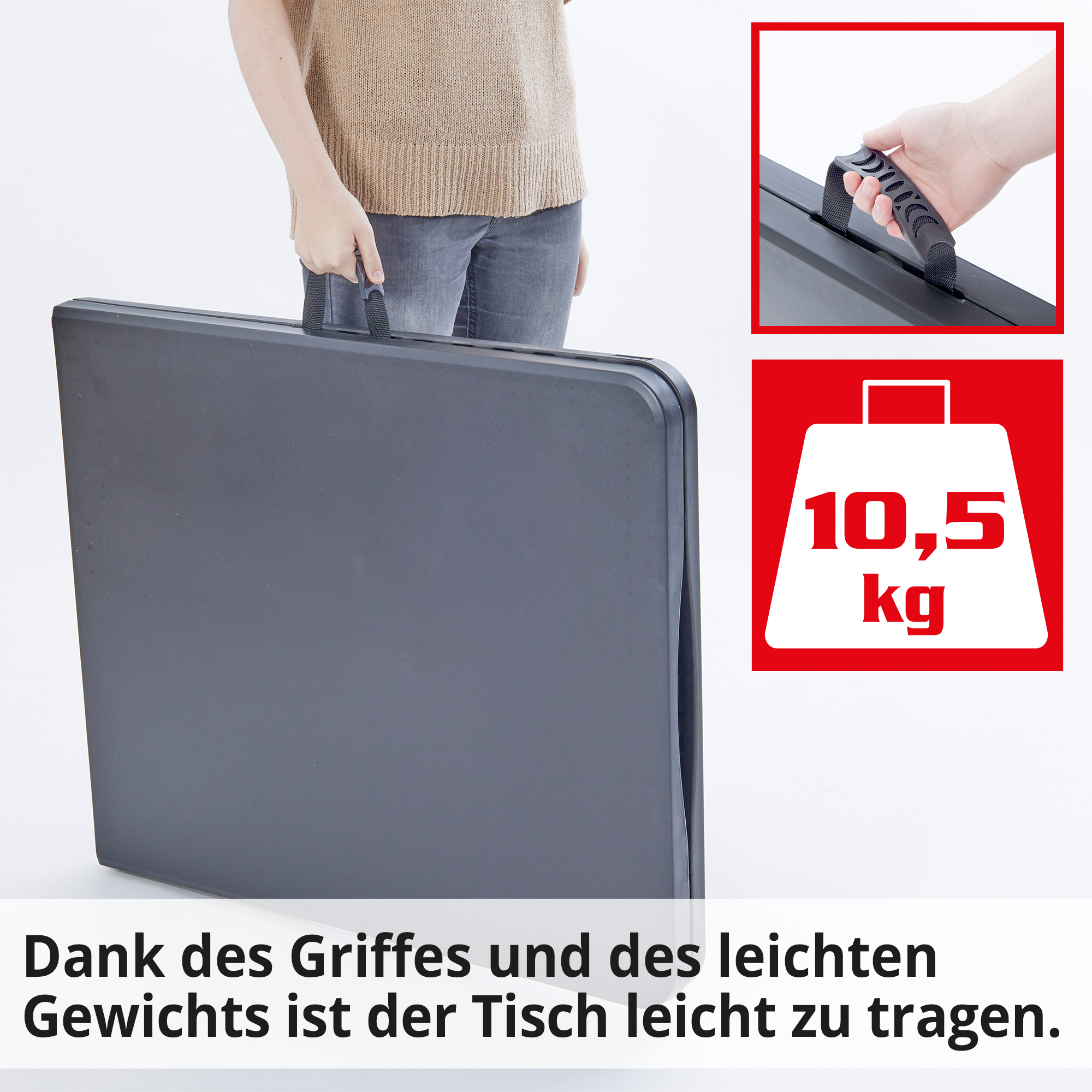 Hecht Foldis Klapptisch mit Griff und leichtem Gewicht zum leichten Tragen