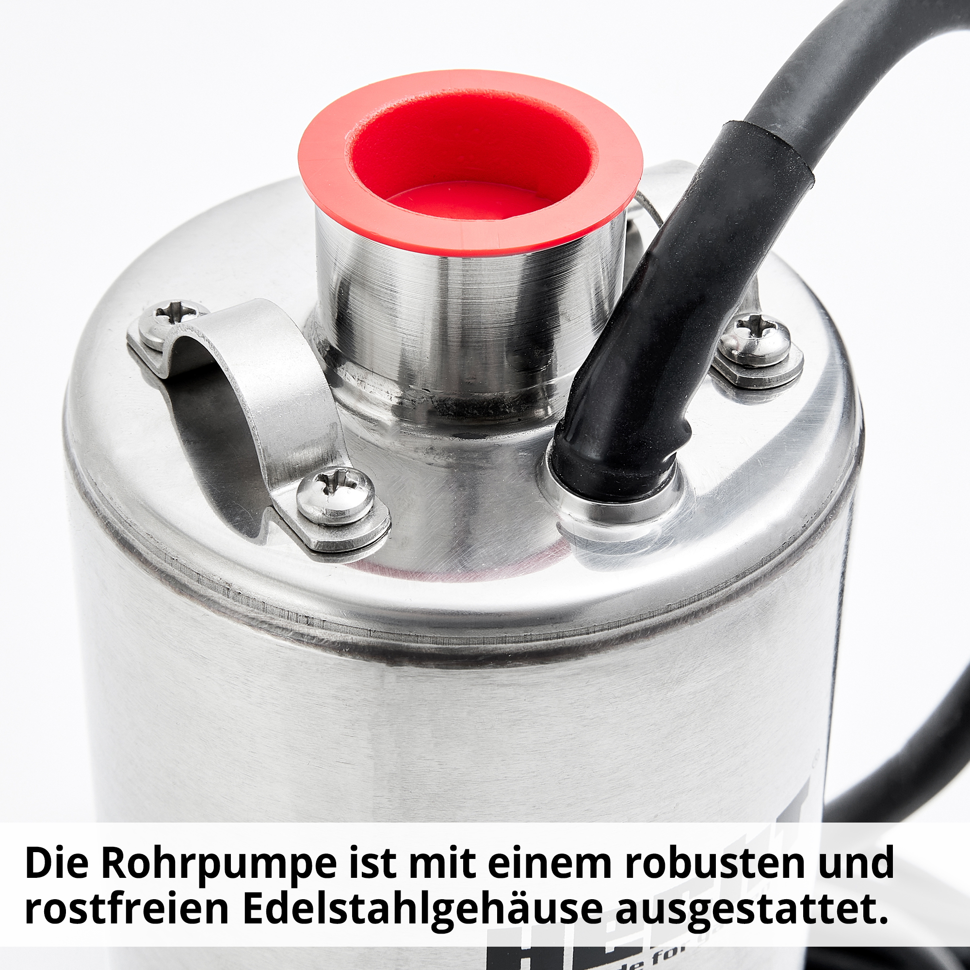 Rohrpumpe; Robustes, rostfreies Edelstahlgehäuse