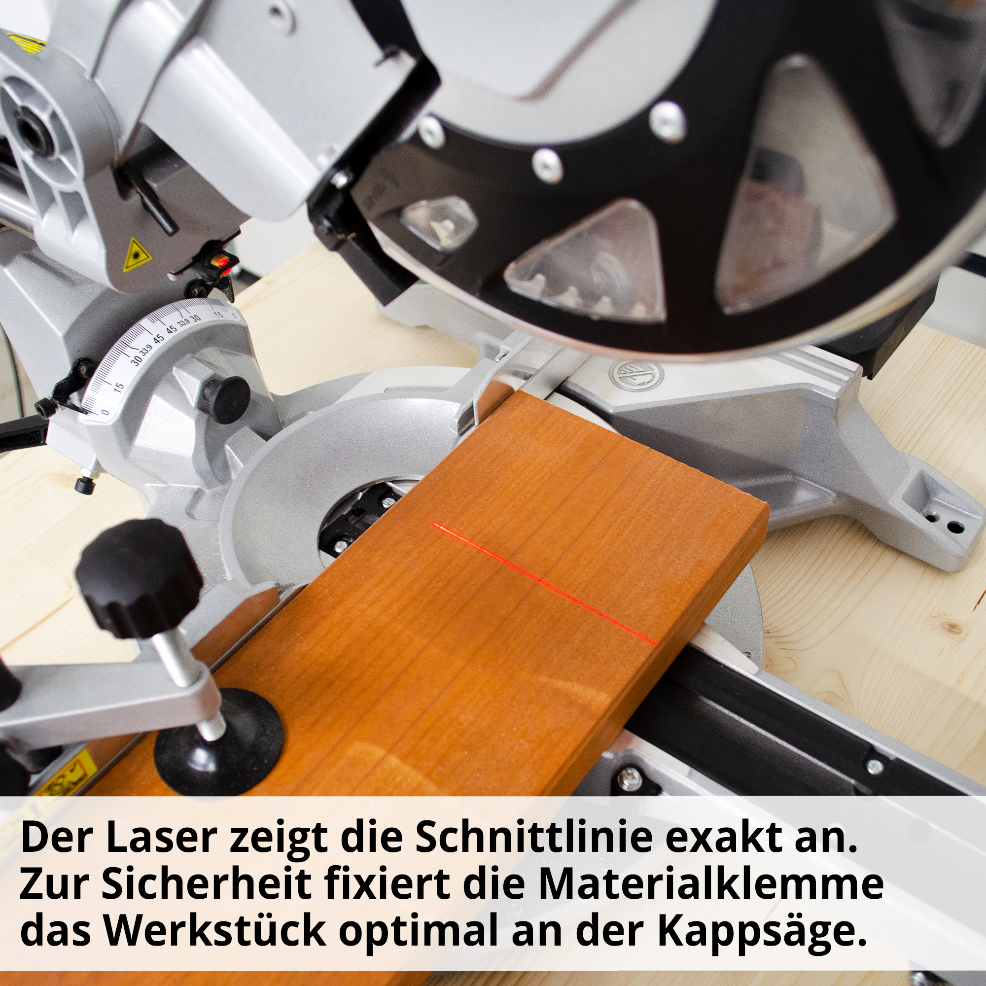 HECHT 820 Kappzugsäge mit Laser, der die Schnittlinie exakt anzeigt