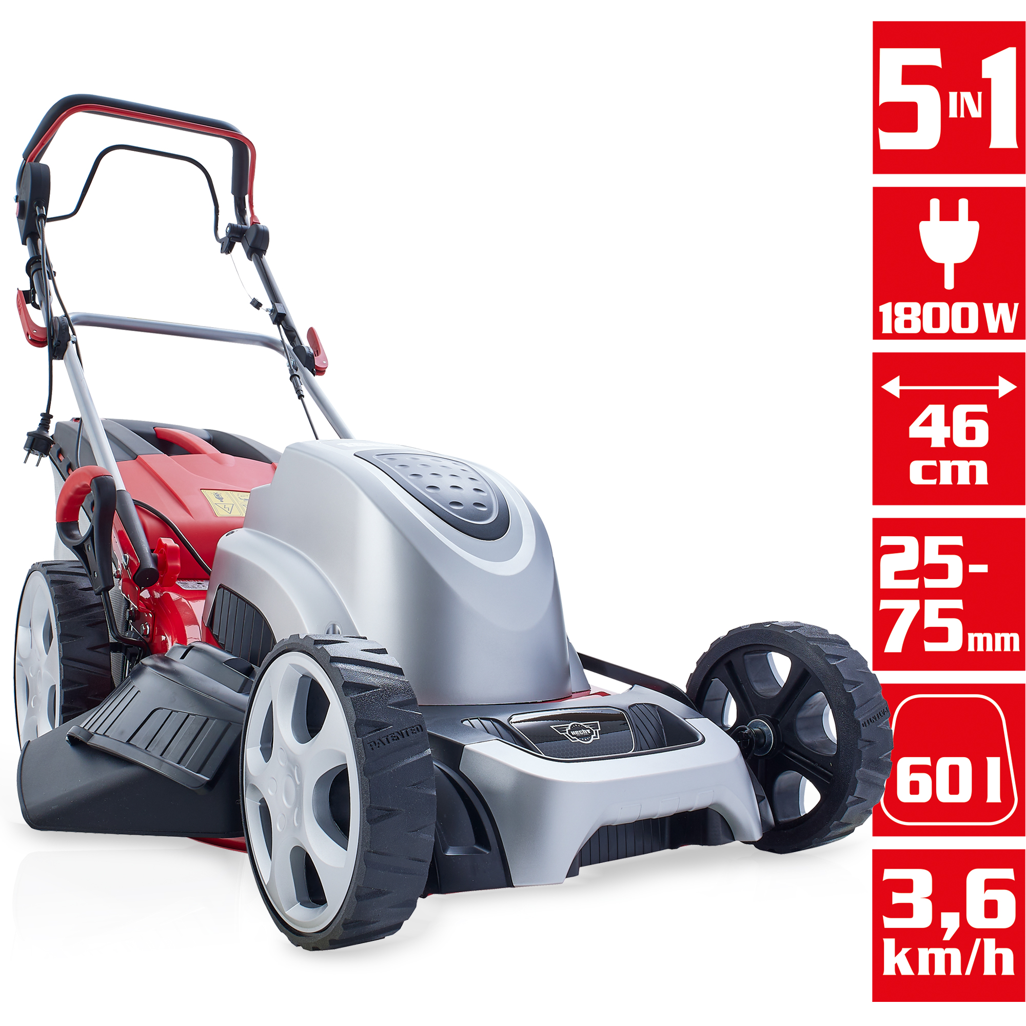 HECHT Elektro Rasenmäher 1805 S Elektrischer Rasenmäher für den Garten