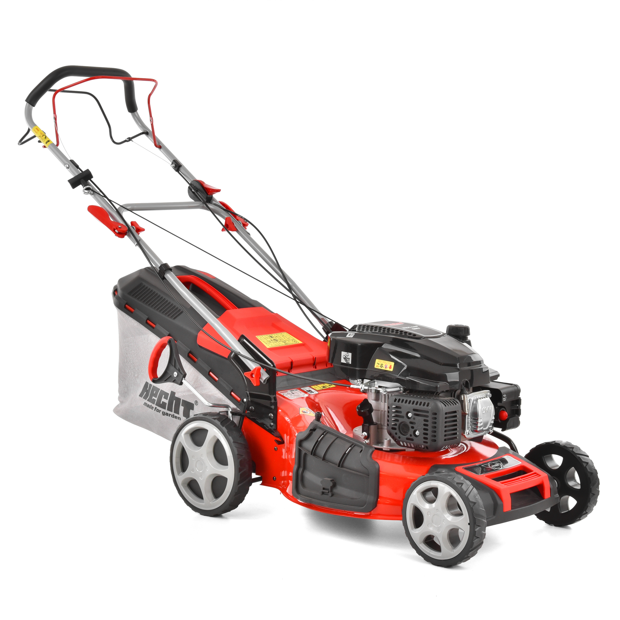 Benzin Rasenmäher HECHT 554 SX 224 ccm Fangkorb Seitenauswurf rot