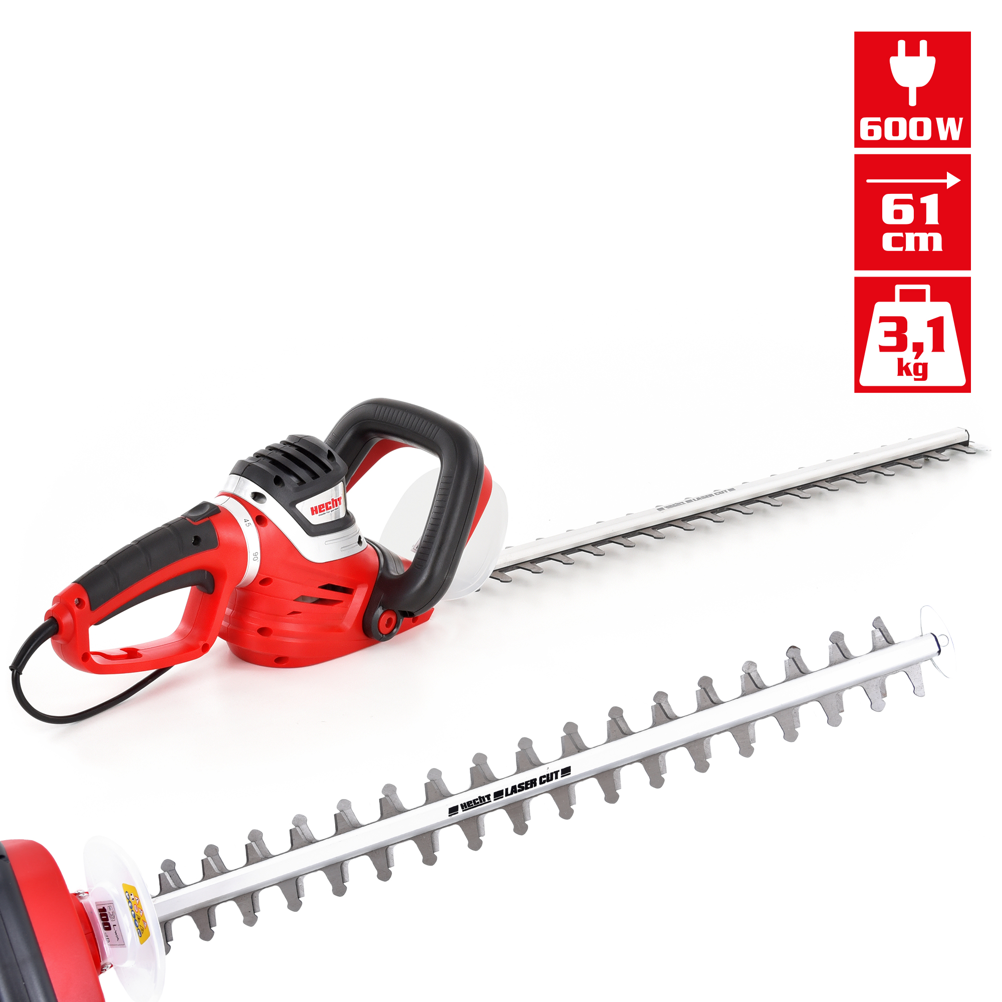 Elektro-Heckenschere mit Laser CUT Messer und verstellbaren Griff  Elektro-Heckenschere mit Laser CUT Messer und verstellbaren Griff