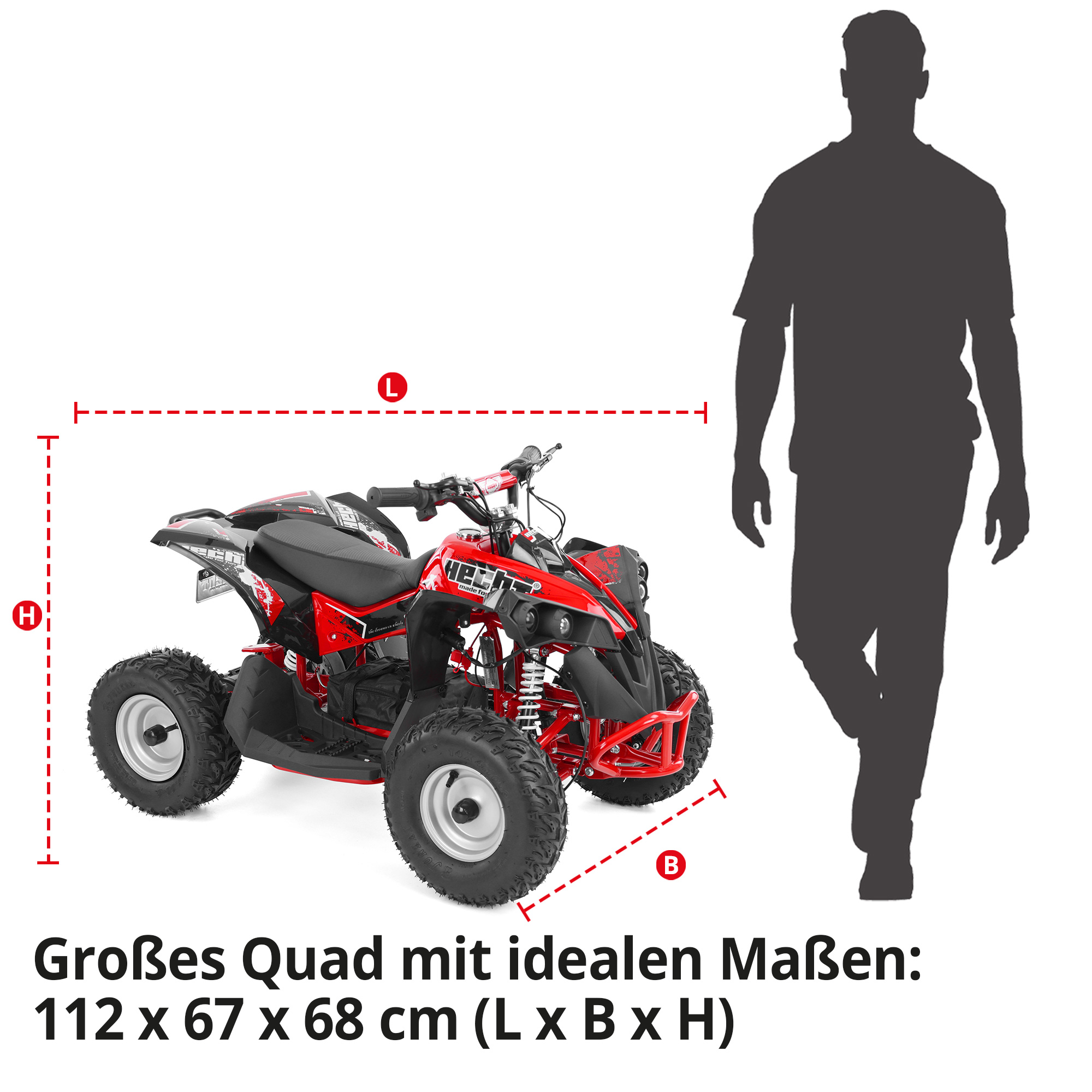Elektro Quad; Großes Quad: 112 x 67 x 68 Zentimeter