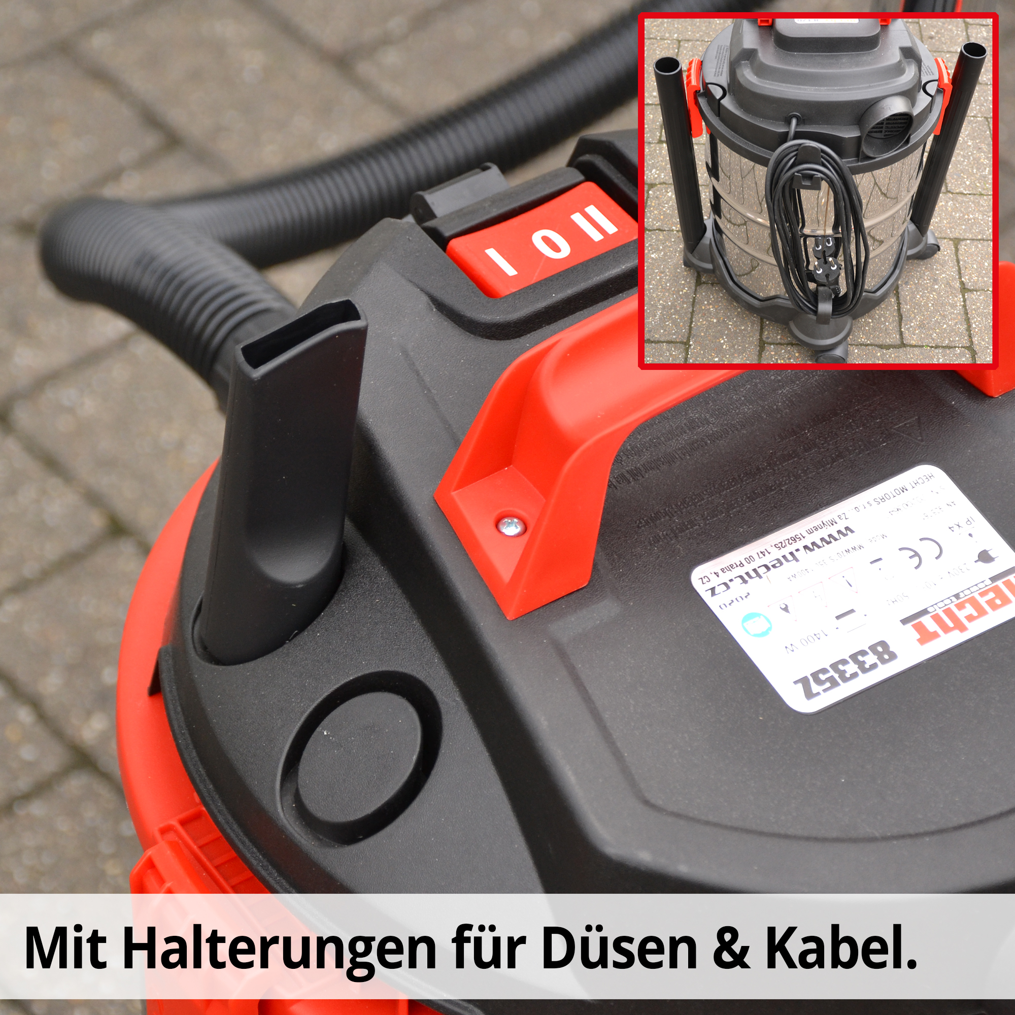 Industriesauger HECHT 8335Z mit 1400 W Leistung und großem 35 L Edelstahlbehälter