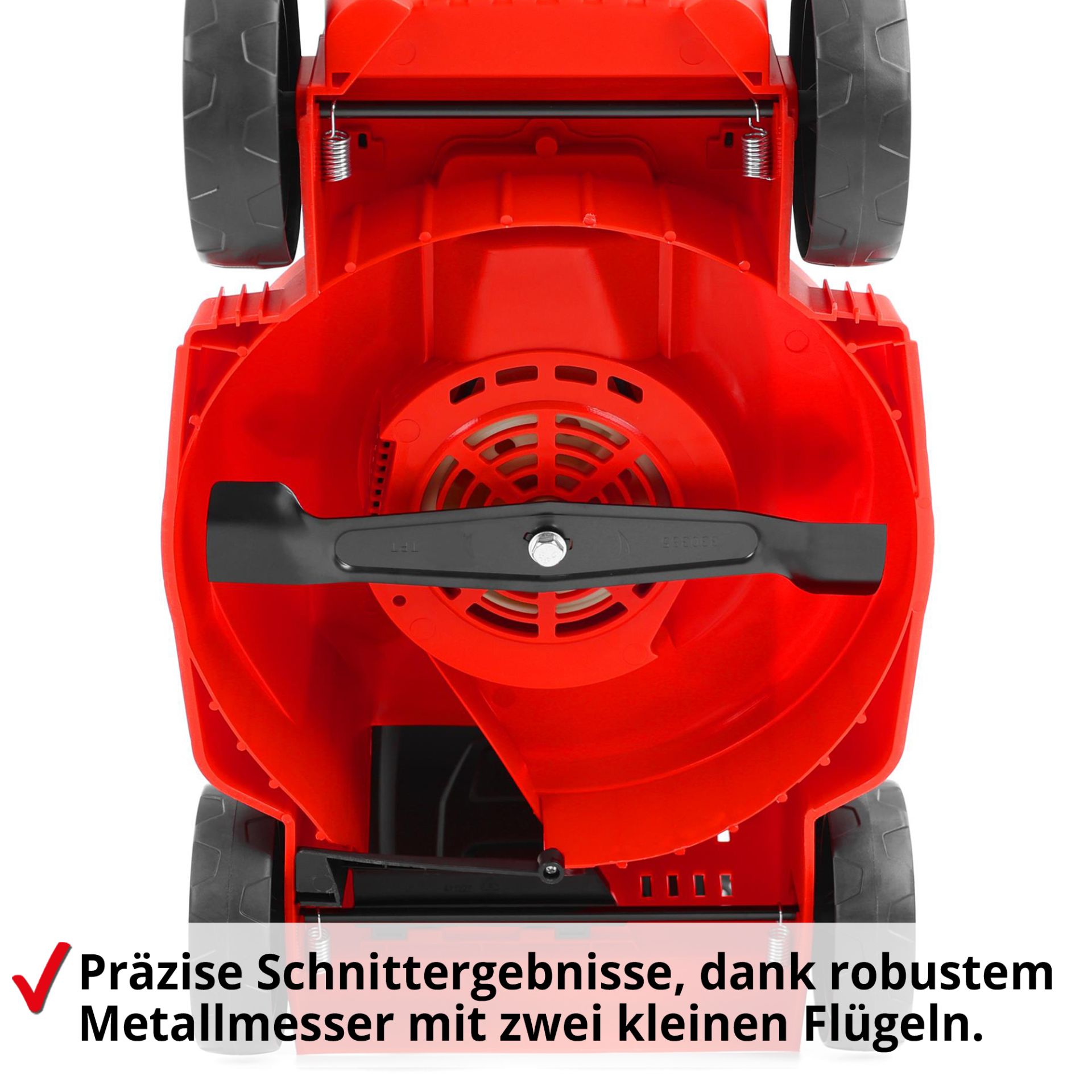 Hecht Elektro-Rasenmäher mit robusten zwei seitigen  Metallmesser für präzises schneiden 