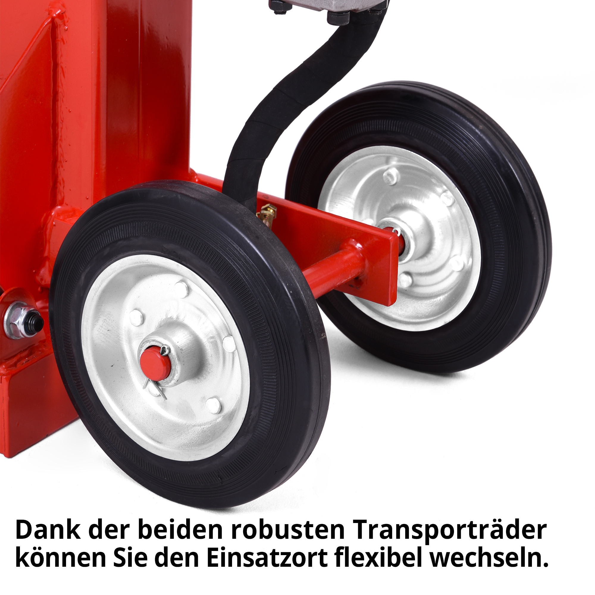 Holzspalter; Transporträder um den Einsatzort flexibel zu wechseln