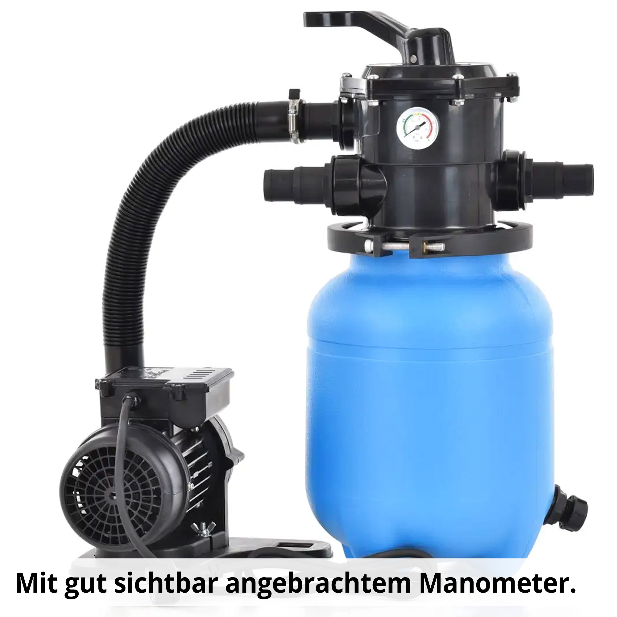 Hecht 302200 Sandfilteranlage mit gut sichtbar angebrachtem Manometer