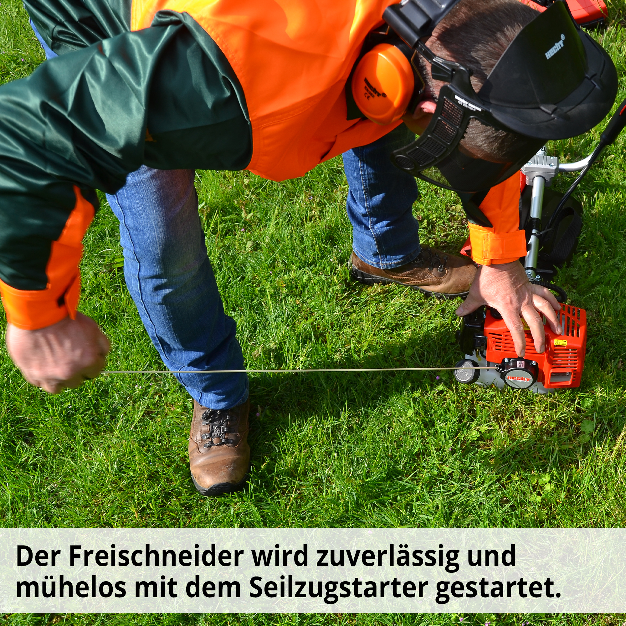 Motorsense mit Seilzugstart für einfaches und bequemes starten 