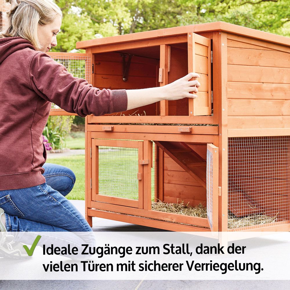 zooprinz Hasenstall Mukkel praktische Türen ermöglichen idealen Zugriff mit sicherer Verriegelung