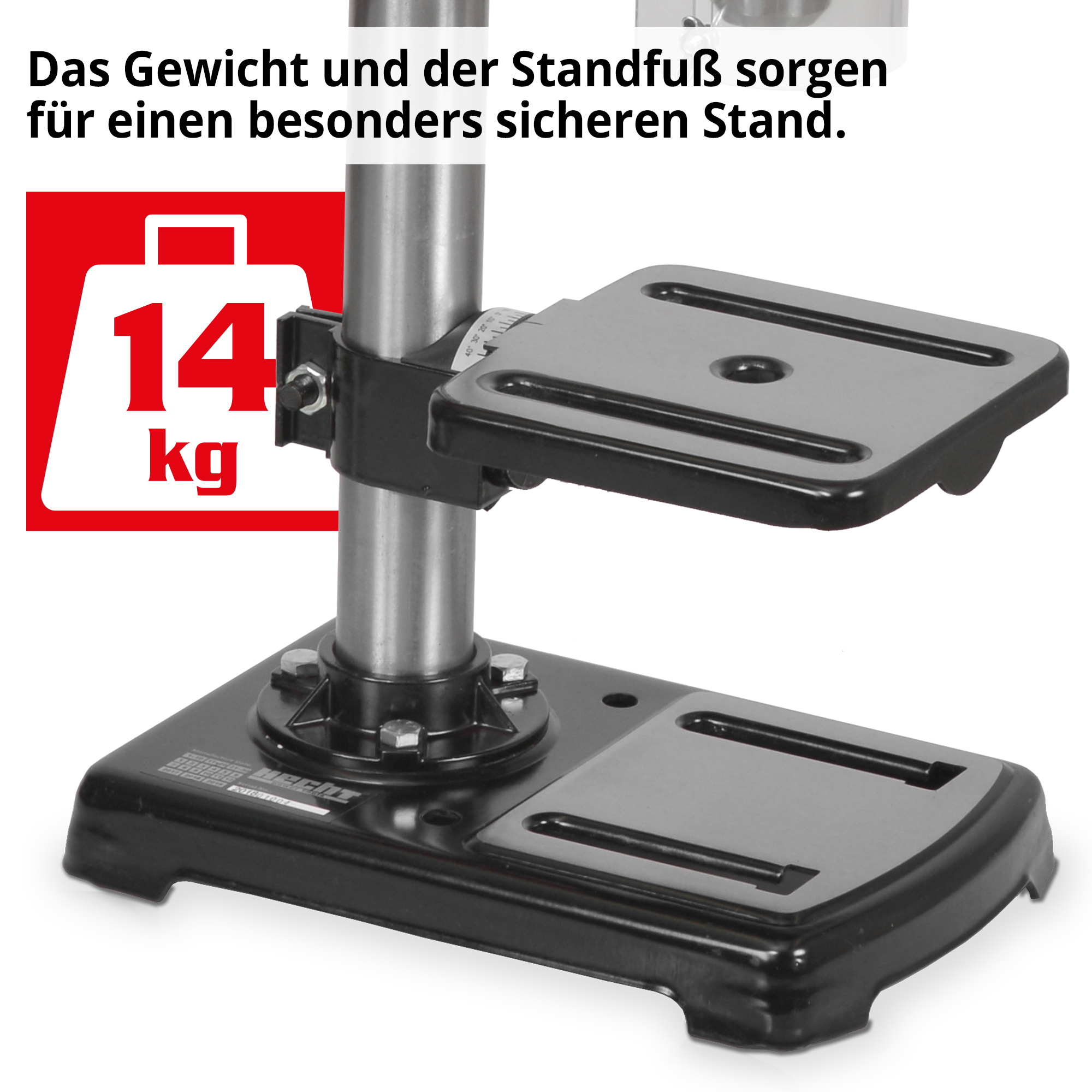HECHT 1055 Standbohrmaschine; Sicherer Stand mit 14 Kilogramm Gewicht und Standfuß