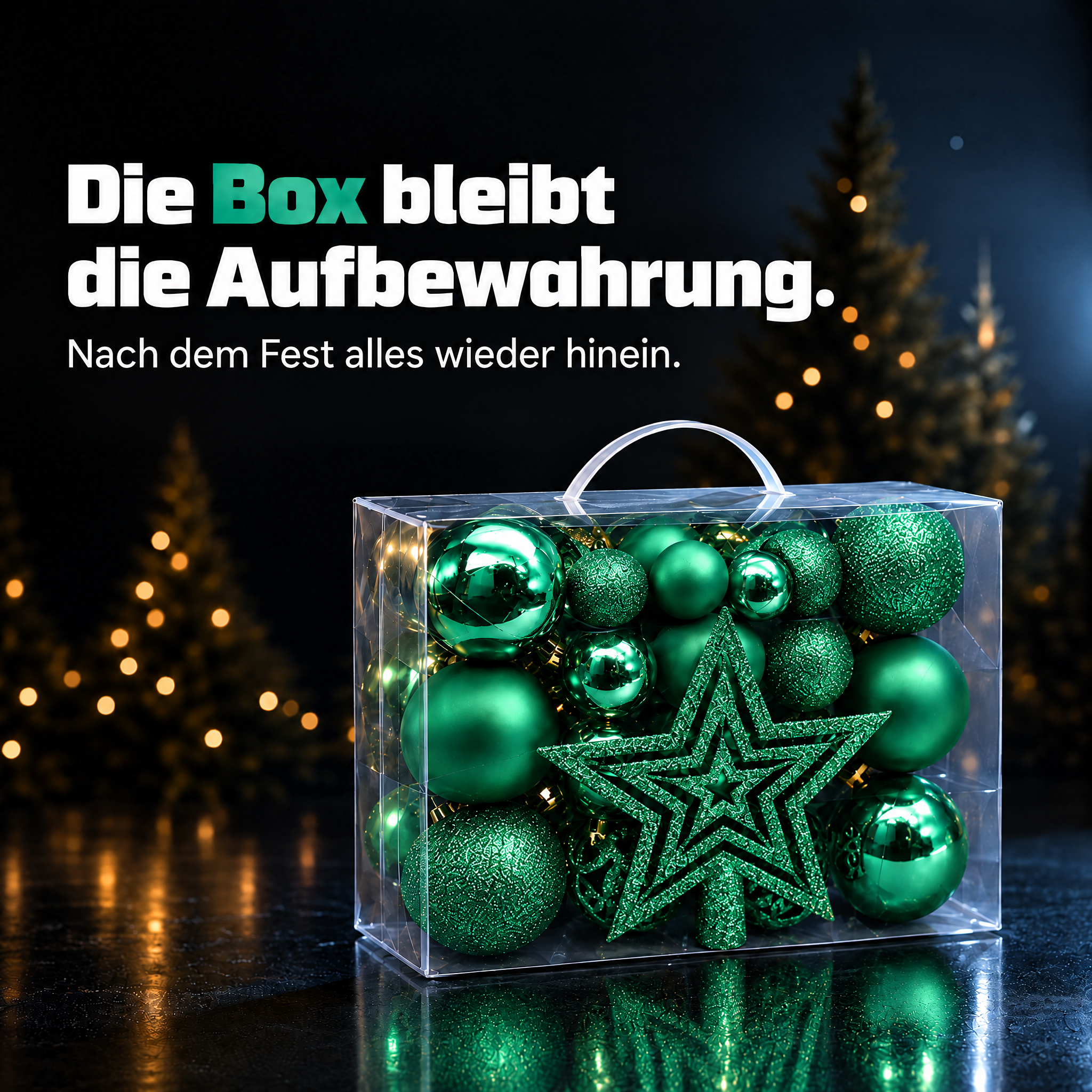 Kugel-Set Aufbewahrung: Praktische transparente Box mit Tragegriff. (Dieses Bild wurde mit Hilfe von KI generiert.)