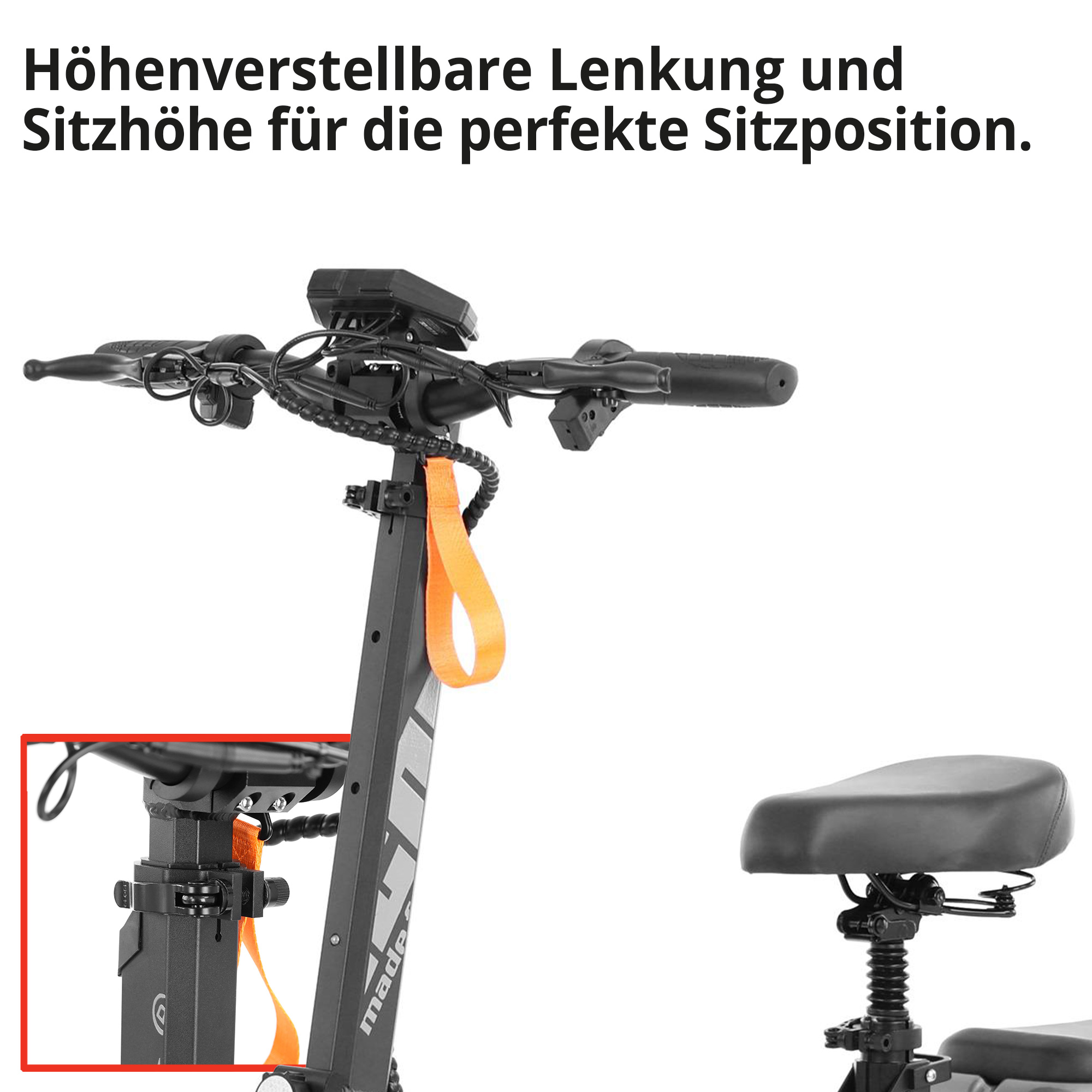 E-Scooter HECHT Höhenverstellbarer Sitz