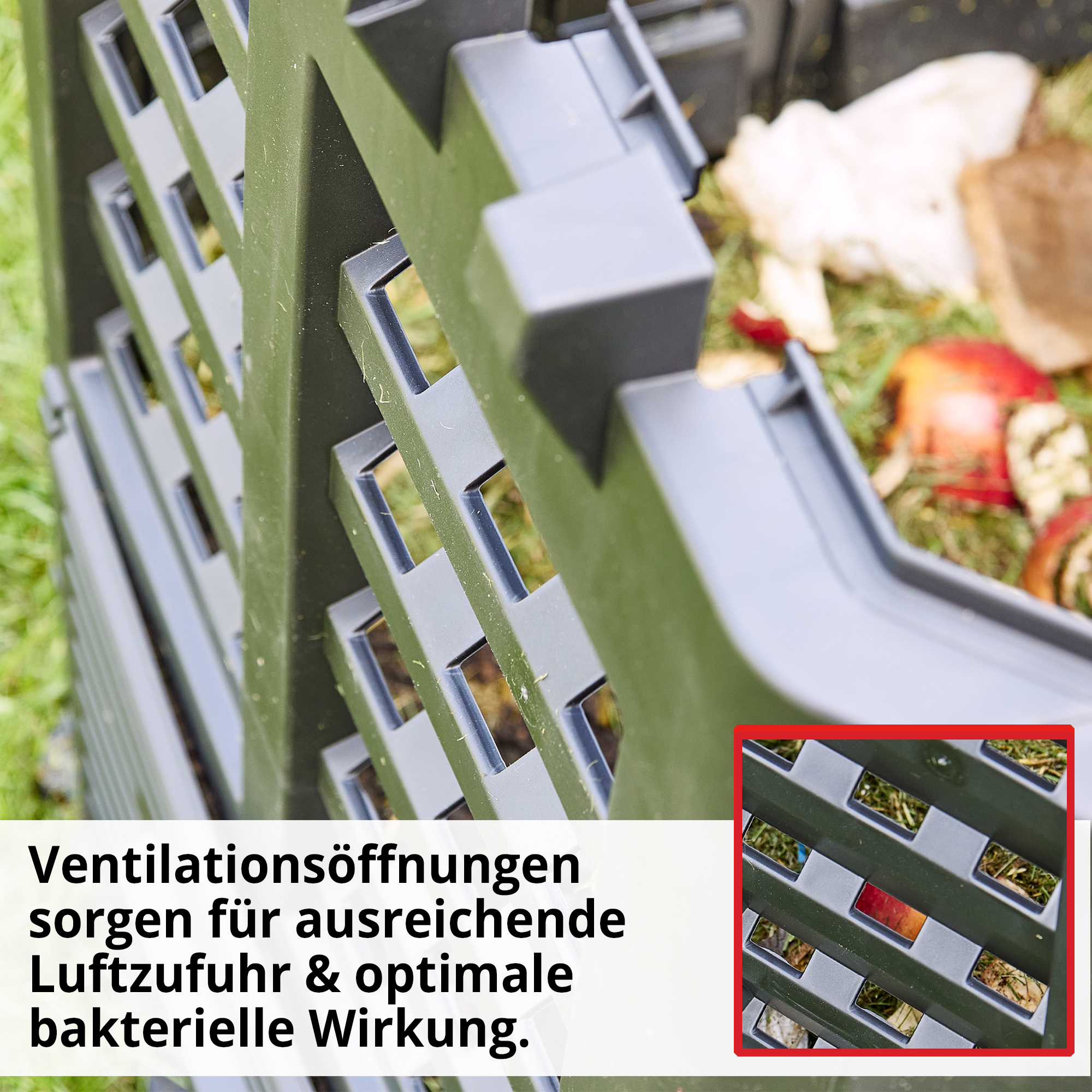 Hecht 3060 Komposter; Ventilationsöffnungen sorgen für ausreichende Luftzufuhr und optimale bakterielle Wirkung