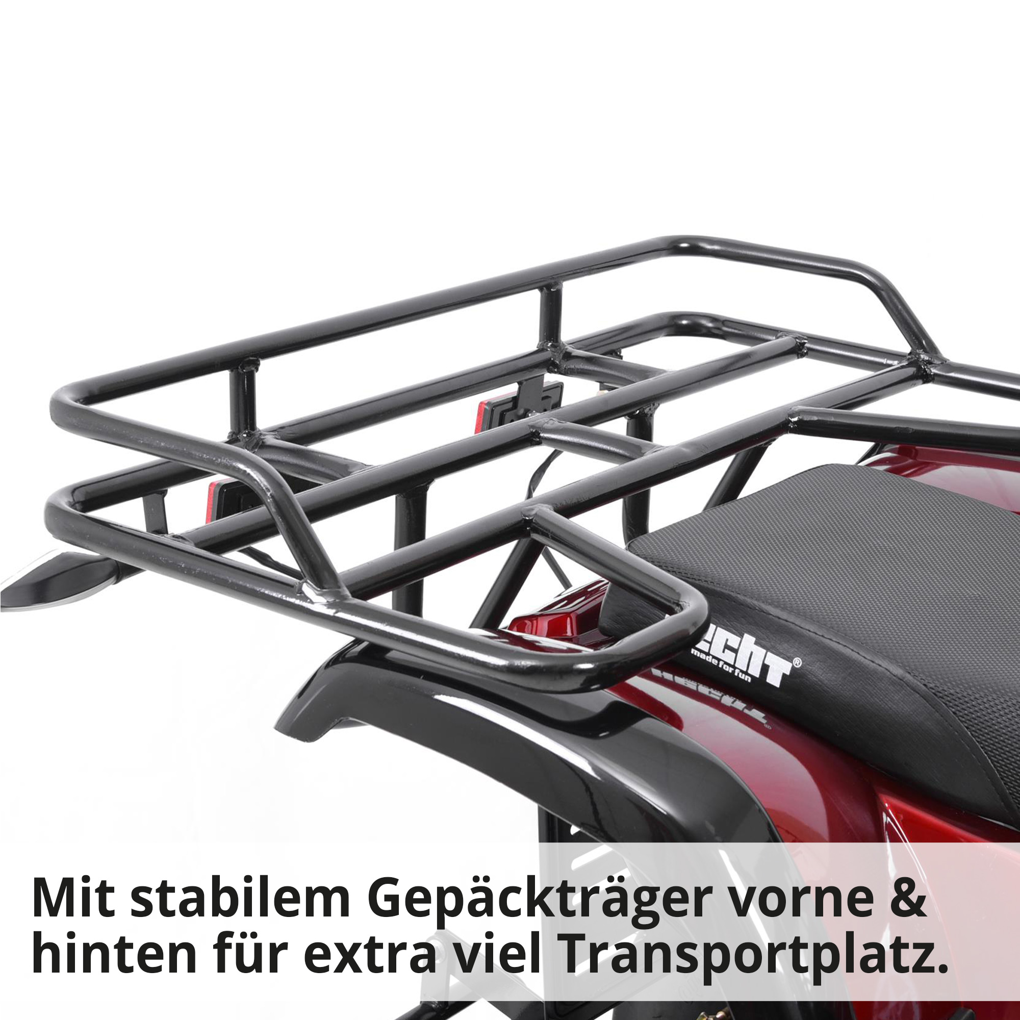 Quad mit Straßenzulassung; Stabile Gepäckträger vorne und hinten