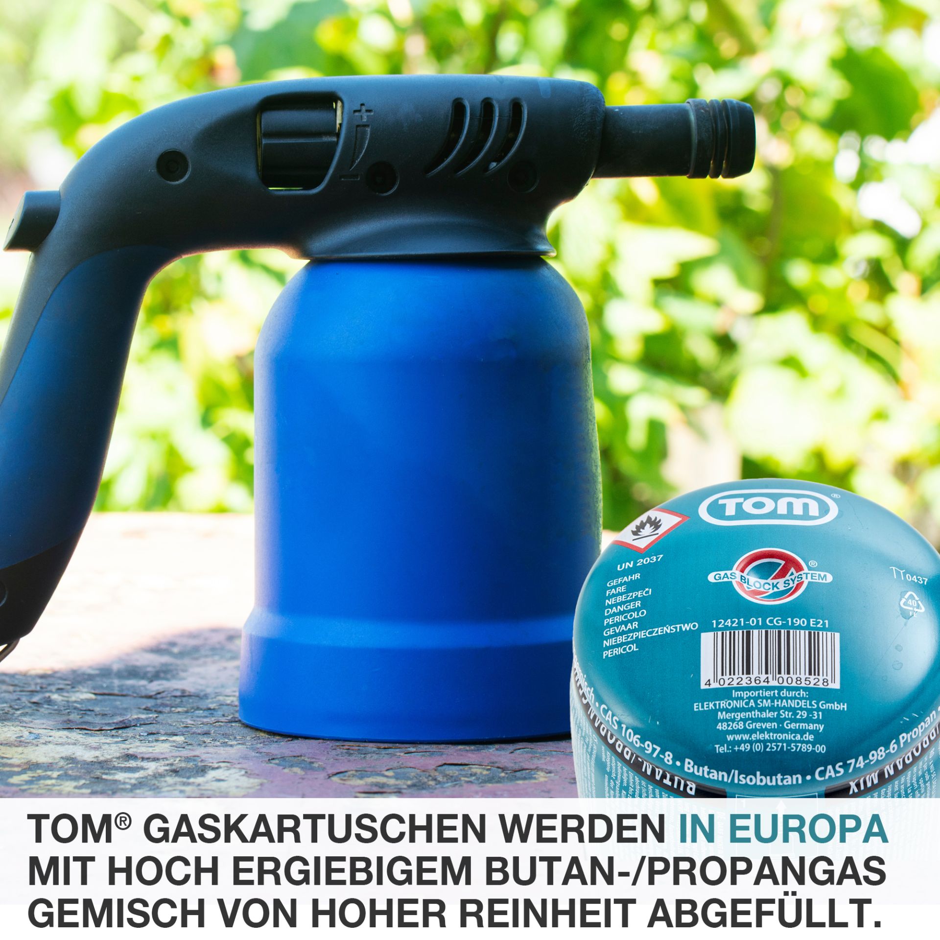 TOM CG-190 Butan Gas mit hoher Reinheit in Europa abgefüllt