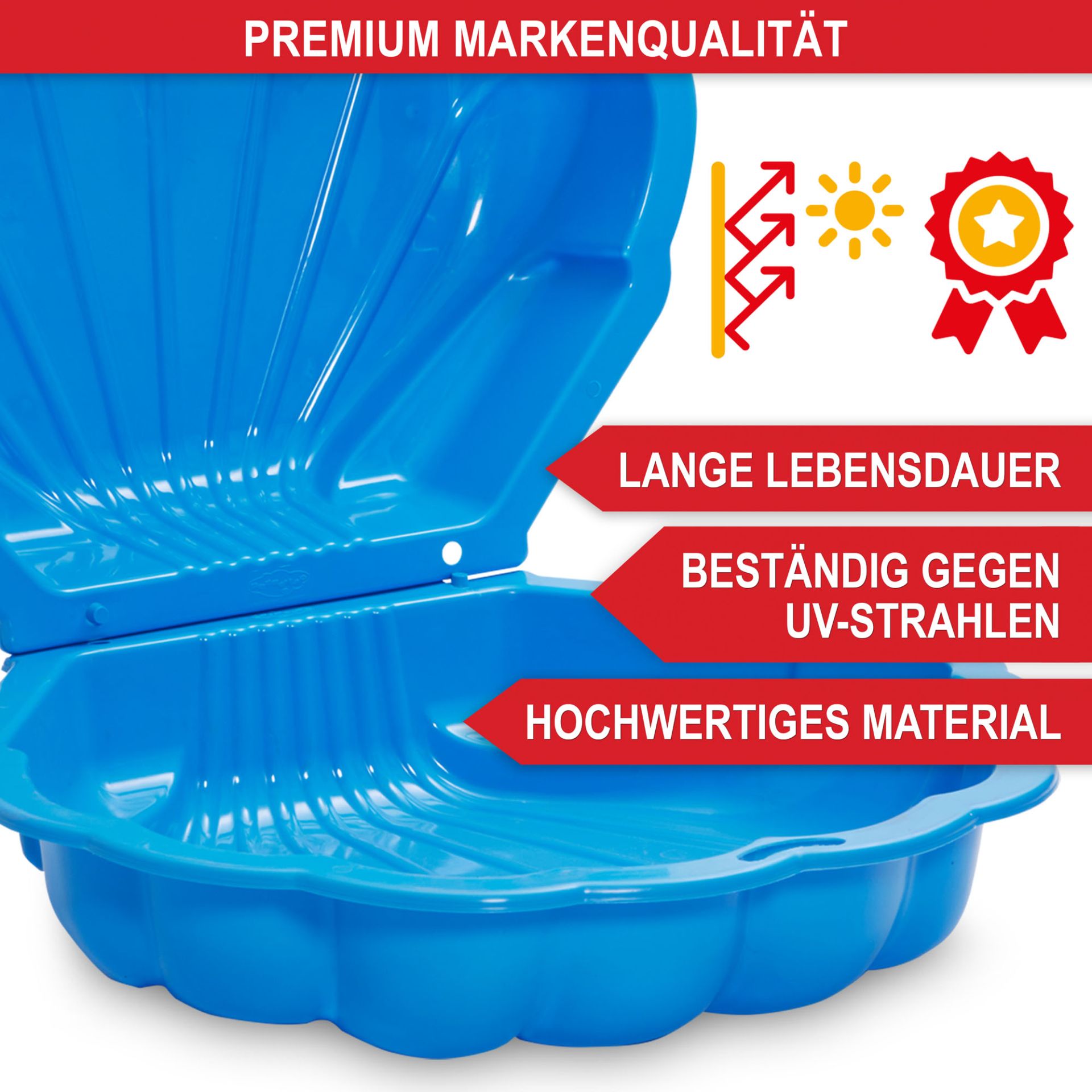 Sandkasten Muschel blau - Lange Lebensdauer, beständig gegen UV-Strahlen, hochwertiges Material