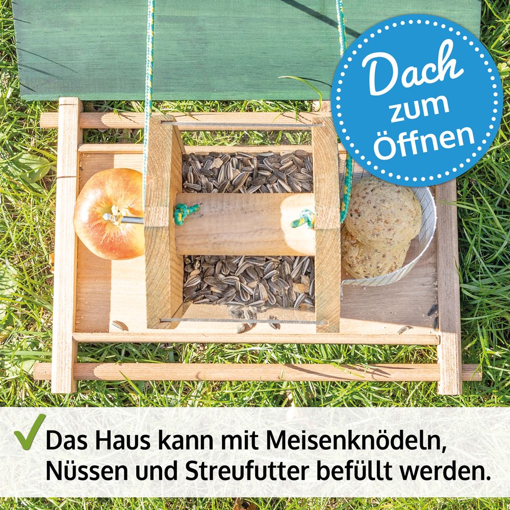 Vogelhaus Bird Kitchen; Dach öffnen und nachfüllen