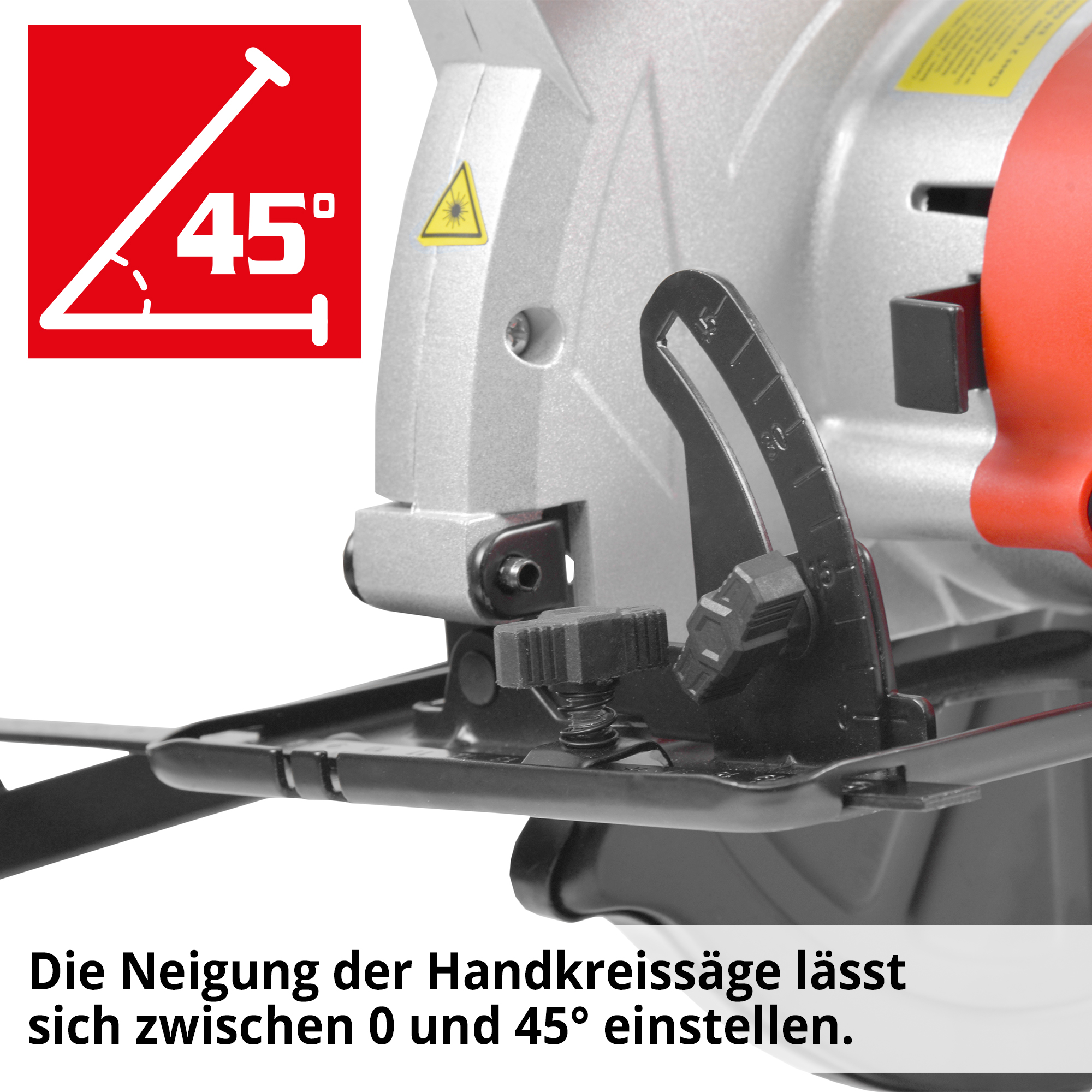 HECHT Handkreissäge 1620; Die Neigung lässt sich zwischen 0 und 45° einstellen