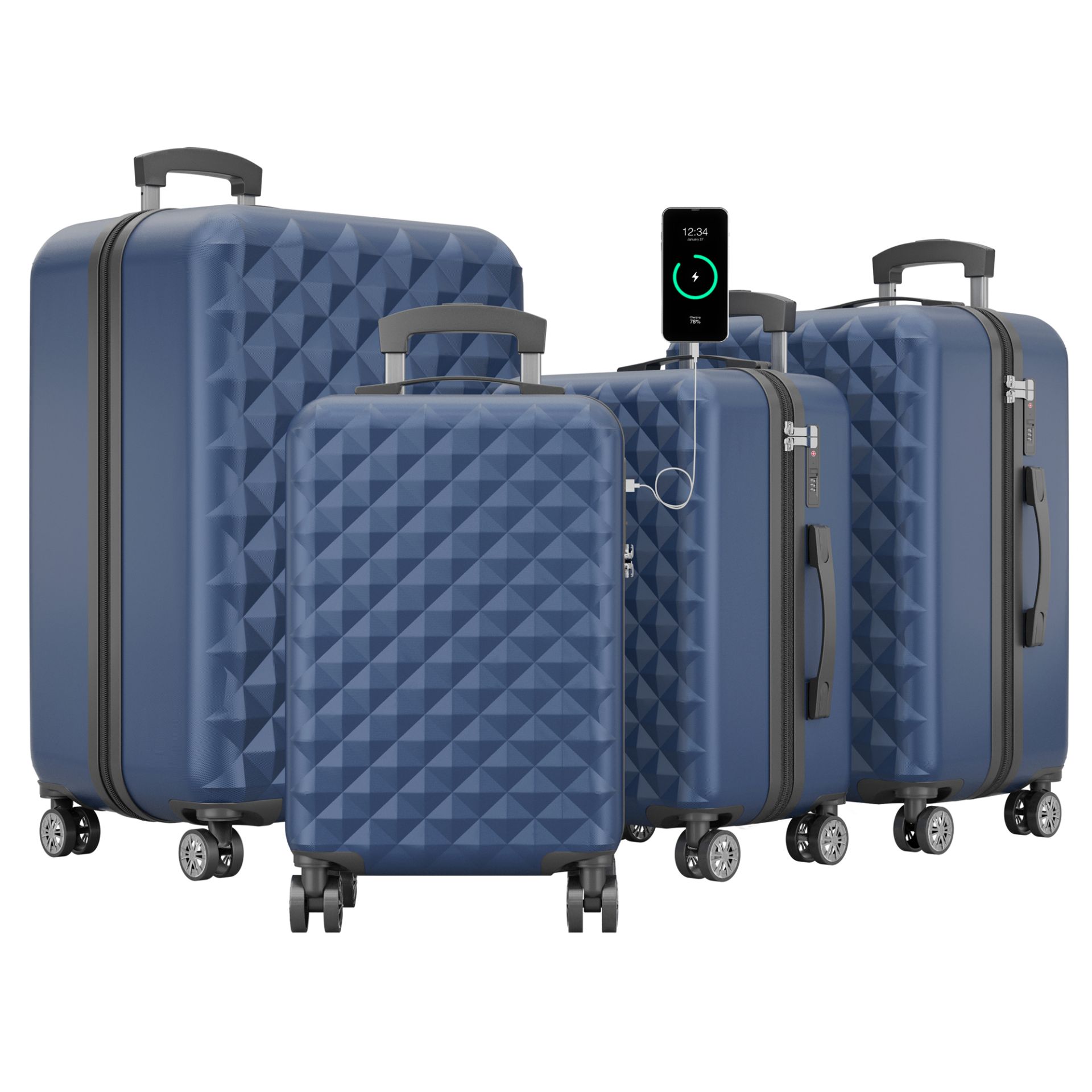 Hartschalenkofferset dunkel blau - Beinhaltet 4 Koffer