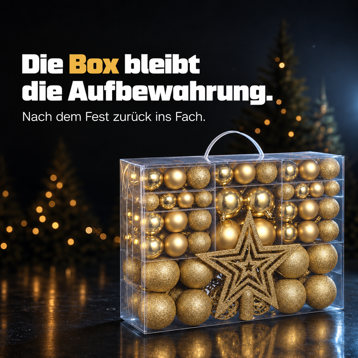 ONBEST Weihnachtskugeln: Praktische Aufbewahrungsbox für das Set (Dieses Bild wurde mit Hilfe von KI generiert.)