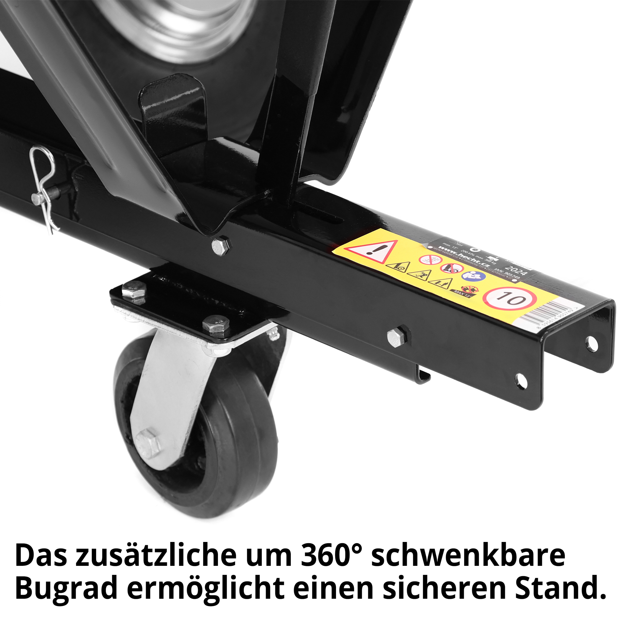 Hecht Transportwagen 53080 mit robuster Anhänger Vorrichtung und Bugrad