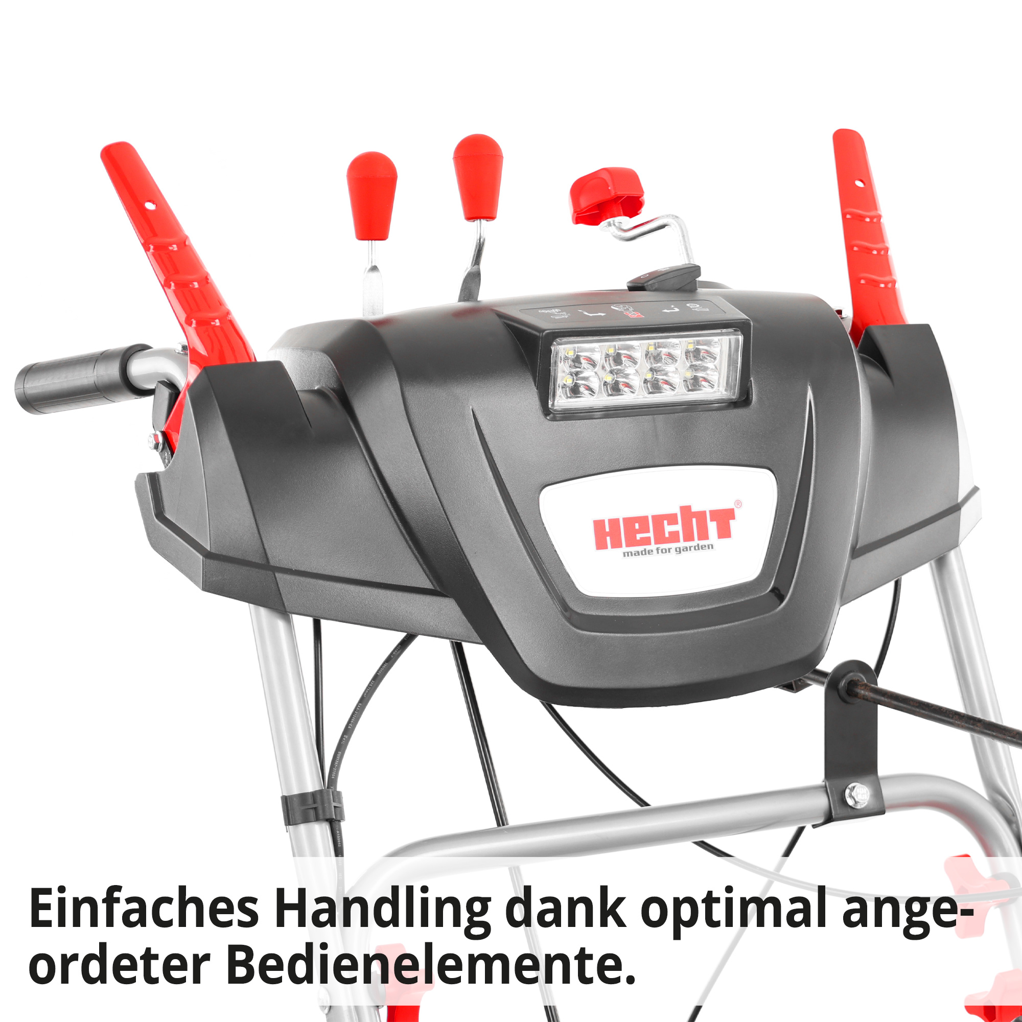 Hecht Benzin-Schneefräse mit allen Bedienelementen ideal am Führungsholm