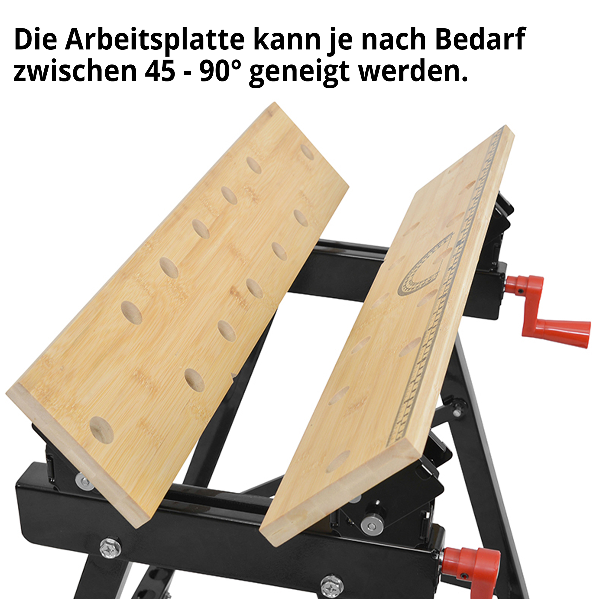 HECHT 0003 Werkbank; Die Arbeitsplatte kann je nach Bedarf zwischen 45 - 90° geneigt werden
