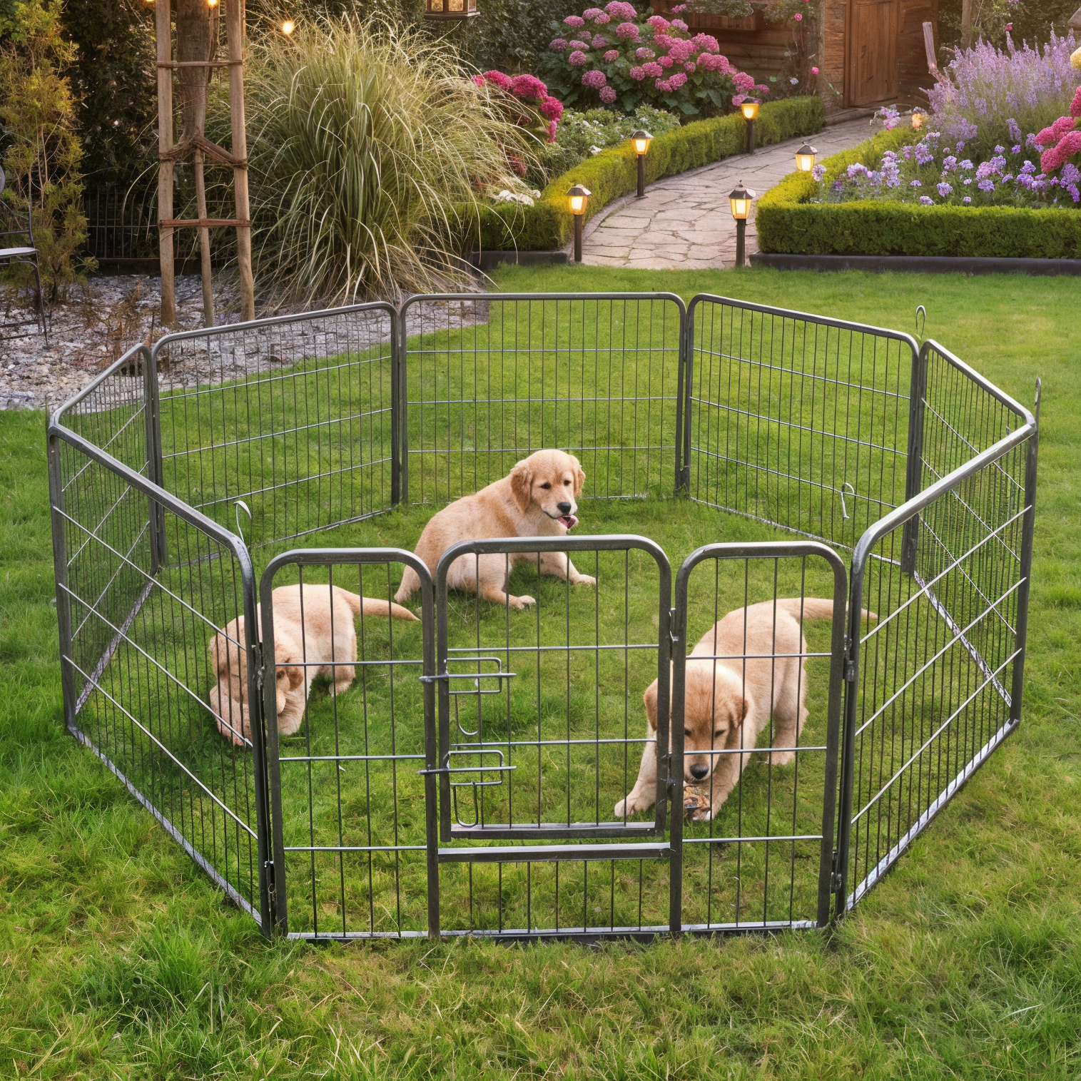 Welpenauslauf zooprinz Dog Run M mit 4 Zaunelementen für drinnen und draußen Welpenauslauf zooprinz Dog Run M mit 4 Zaunelementen für drinnen und draußen