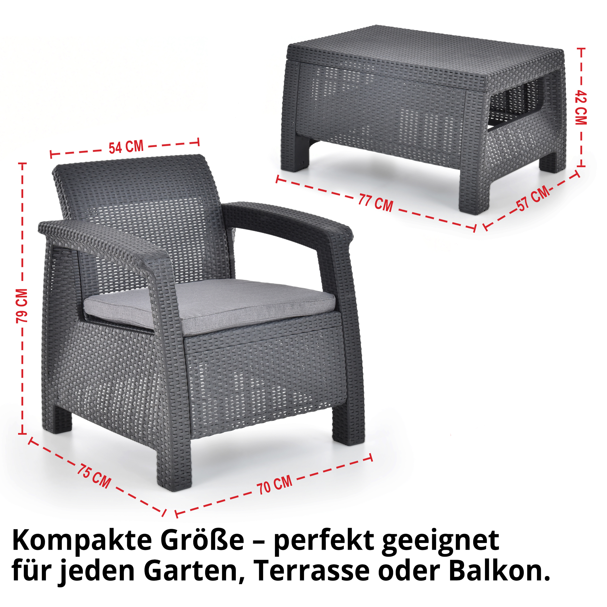 Gartensitzgruppe; Kompakte Größe - perfekt geeignet für jeden Garten, Terrasse oder Balkon