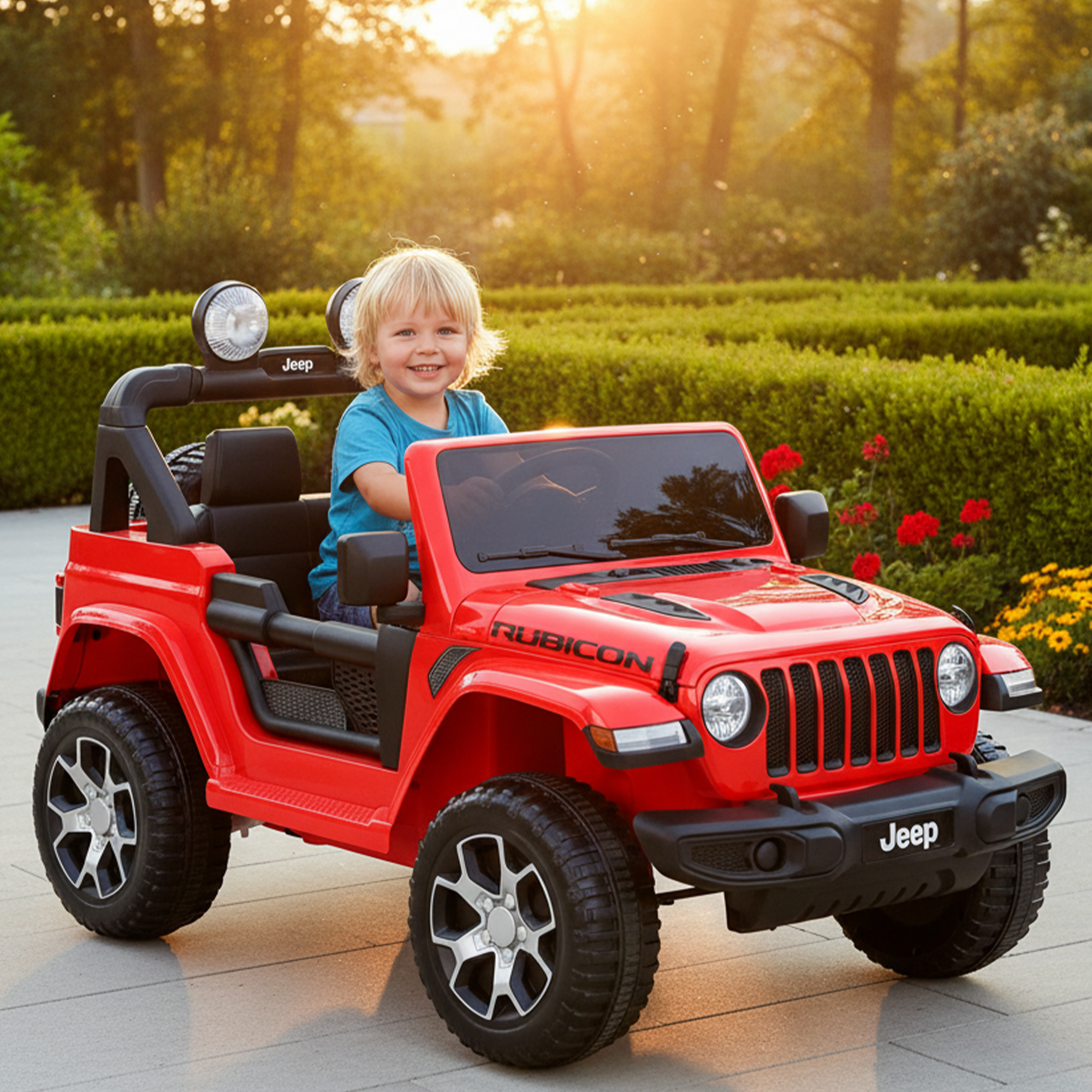 HECHT Kinder Elektroauto Jeep Wrangler Rubicon Red für 3 bis 8 Jahre