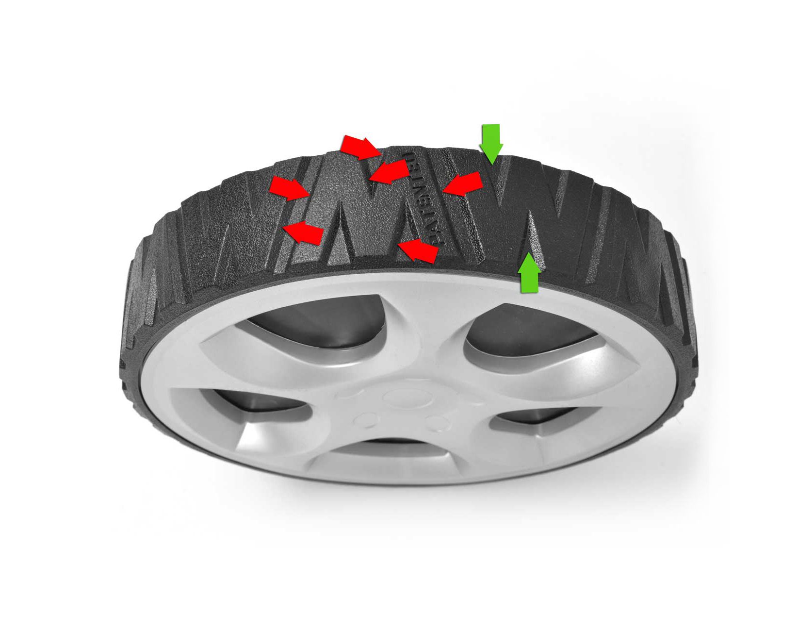 Grobstolliges Antriebsrad für optimalen Grip auf jedem Untergrund für Benzin Rasenmäher Grobstolliges Antriebsrad für optimalen Grip auf jedem Untergrund für Benzin Rasenmäher