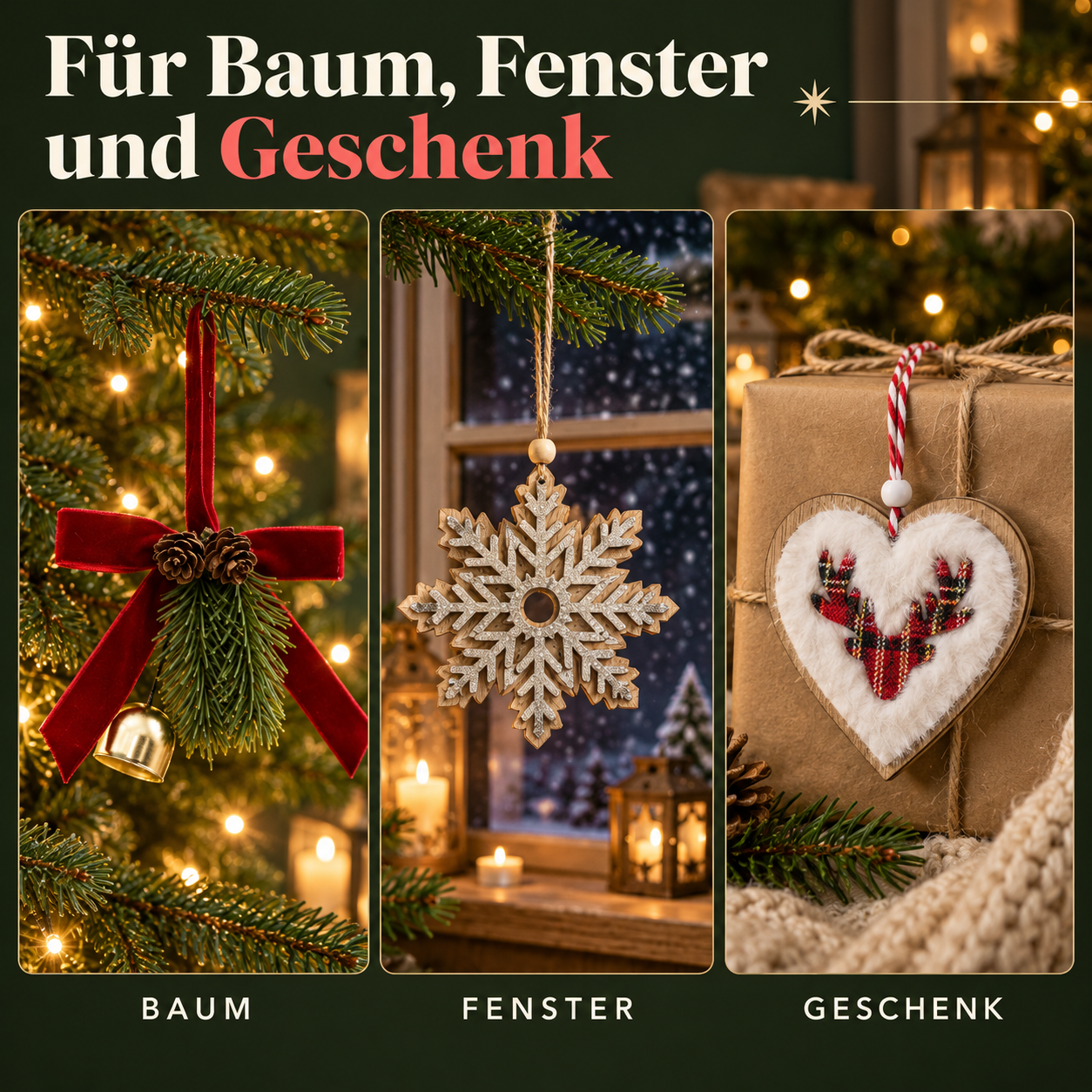 Holzanhänger Weihnachten: Ideal für Tannenbaum, Fenster und als Geschenk (Dieses Bild wurde mit Hilfe von KI generiert.)
