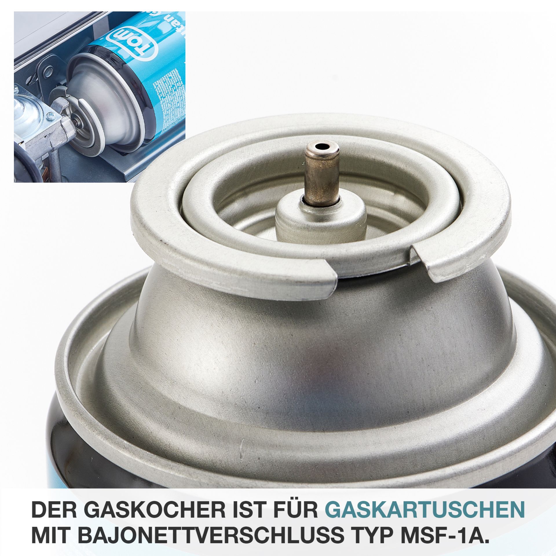TOM Gaskocher - GK-227 Edelstahl Everest; für Gaskartuschen mit Bajonettverschluss geeignet