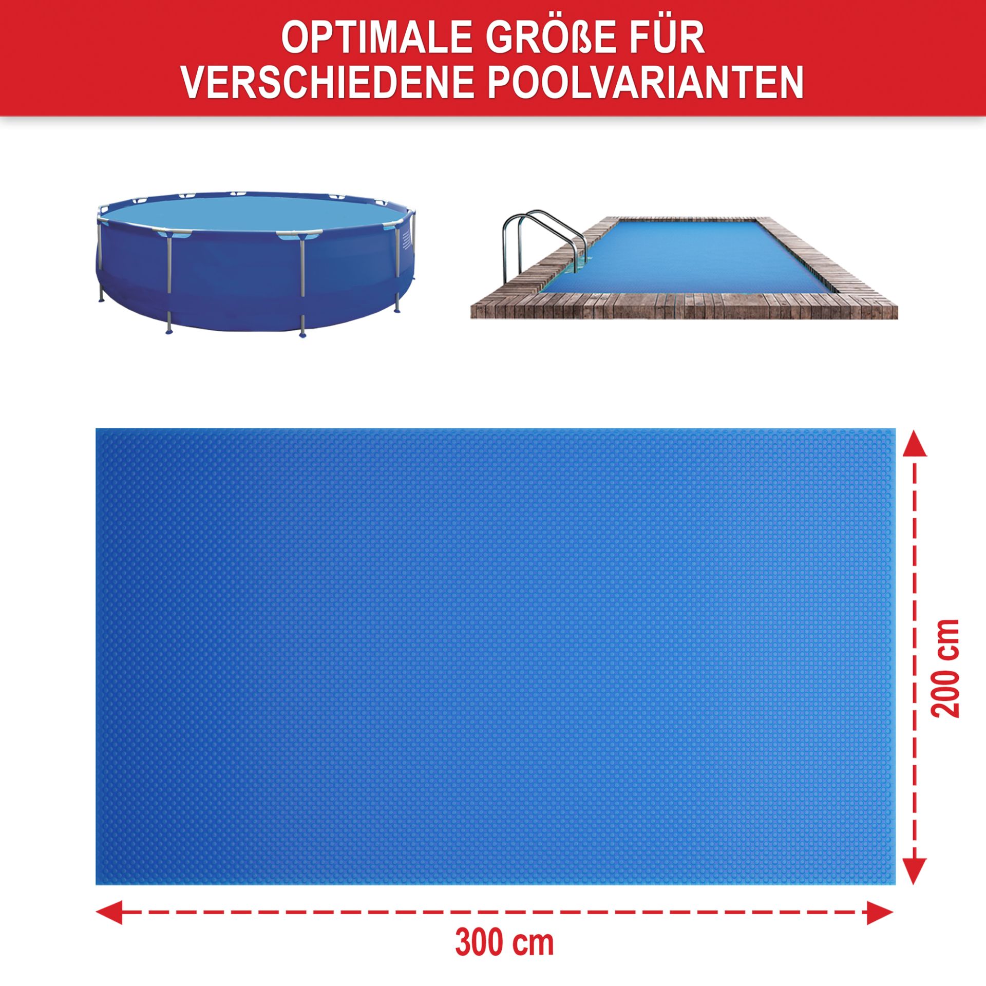 Pool Solarplane M - Optimale Größe für verschiedene Poolvarianten